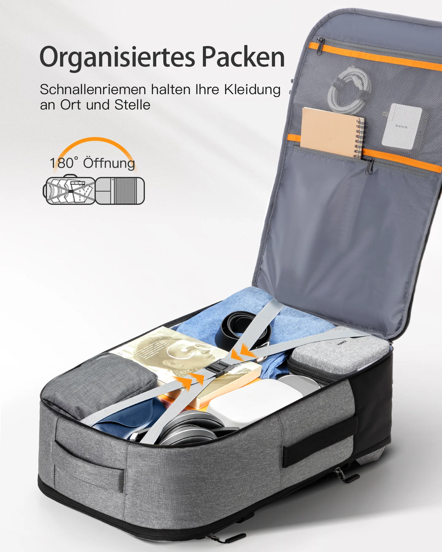 Inateck 38.5-46.2L Reiserucksack erweiterbarer Herren Damen Handgepäck Flugzeug Rucksack, 15.6 Zoll Laptop Rucksack spritzwassergeschütztes Carry on Kabinenrucksack für Weekender, BP03006 - Image 18
