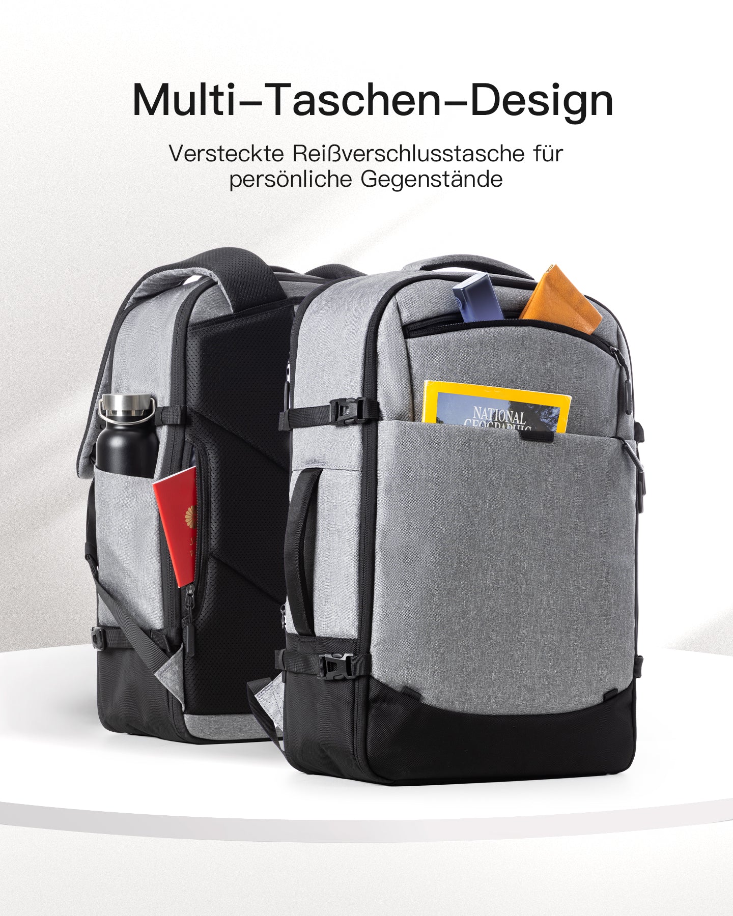 Inateck 38.5-46.2L Reiserucksack erweiterbarer Herren Damen Handgepäck Flugzeug Rucksack, 15.6 Zoll Laptop Rucksack spritzwassergeschütztes Carry on Kabinenrucksack für Weekender, BP03006 - Image 19