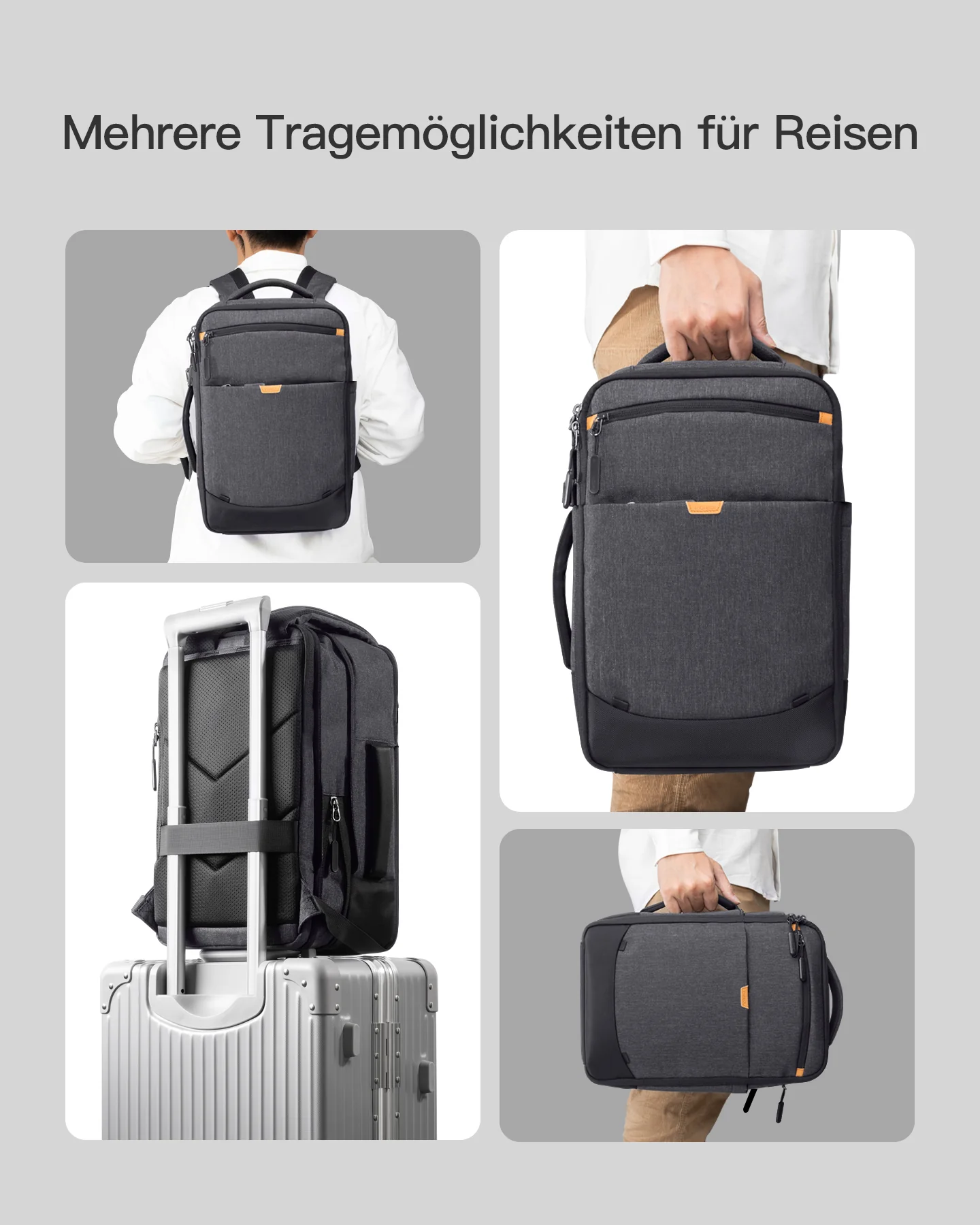 Inateck 38.5-46.2L Reiserucksack erweiterbarer Herren Damen Handgepäck Flugzeug Rucksack, 15.6 Zoll Laptop Rucksack spritzwassergeschütztes Carry on Kabinenrucksack für Weekender, BP03006 - Image 6