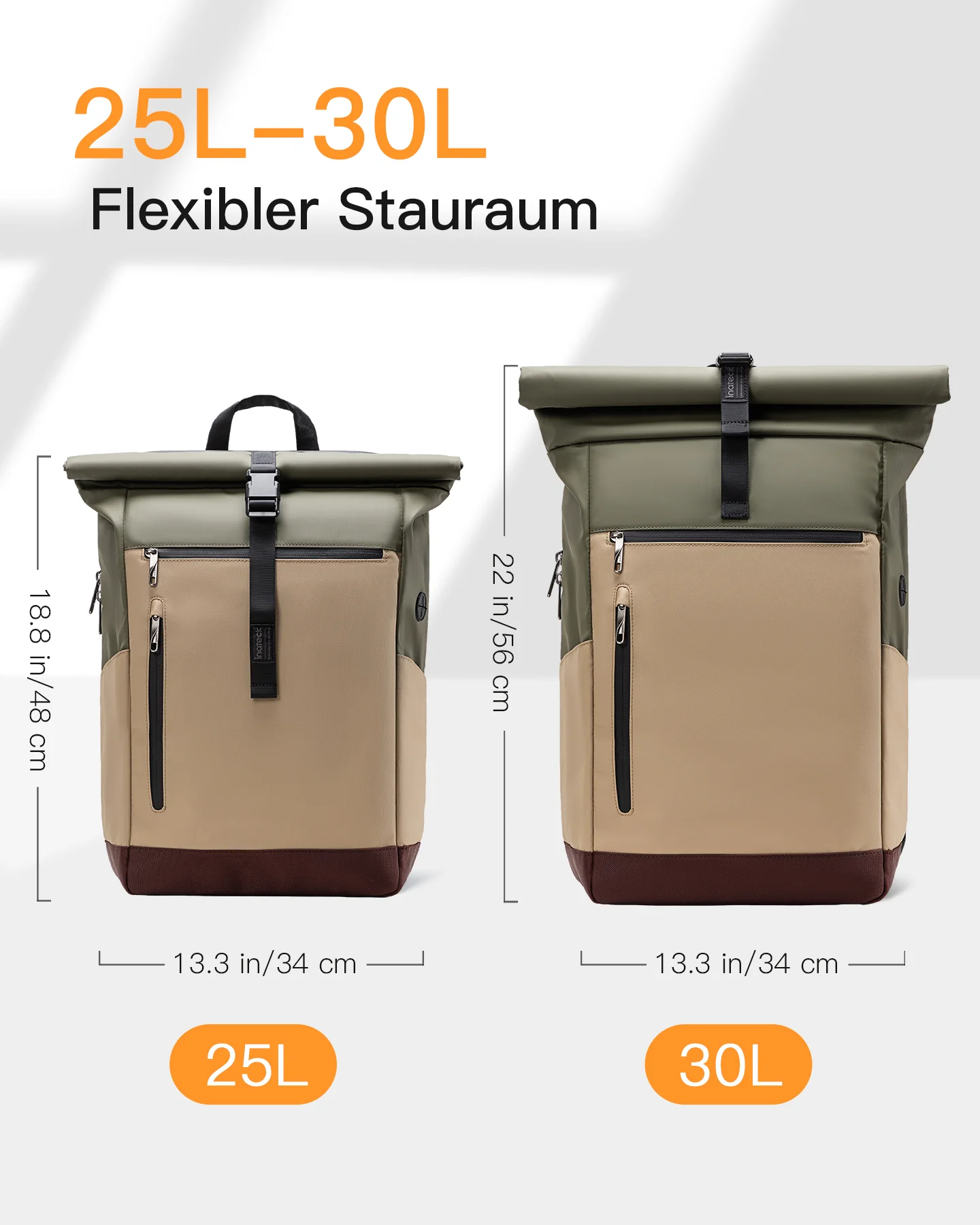25-30L RollTop Rucksack wasserabweisend Daypack Laptoprucksack Schulrucksack, BP01003 - Image 14