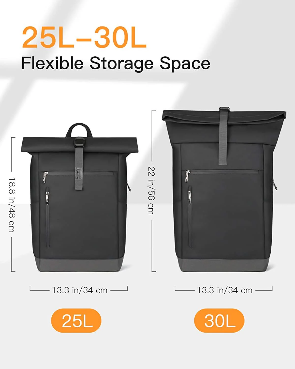 25-30L RollTop Rucksack wasserabweisend Daypack Laptoprucksack Schulrucksack, BP01003 - Image 3