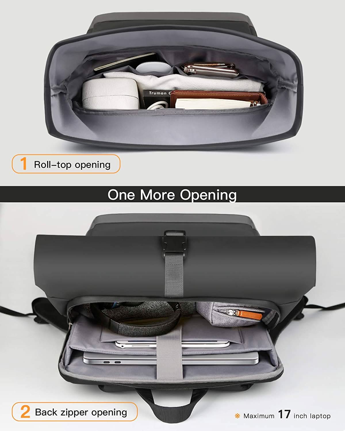 25-30L RollTop Rucksack wasserabweisend Daypack Laptoprucksack Schulrucksack, BP01003 - Image 4