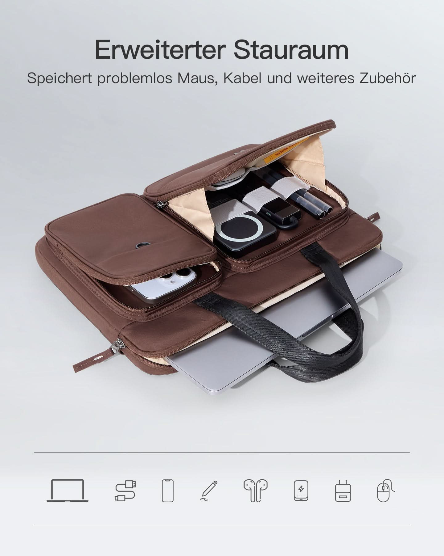 360° Rundumschutz Laptoptasche Große Kapazität Hülle Kompatibel mit 13" MacBook Air M4-M1 2025-2012, 14" MacBook Pro M5-M1 Pro/Max 2025-2021，LBT21 - Image 16