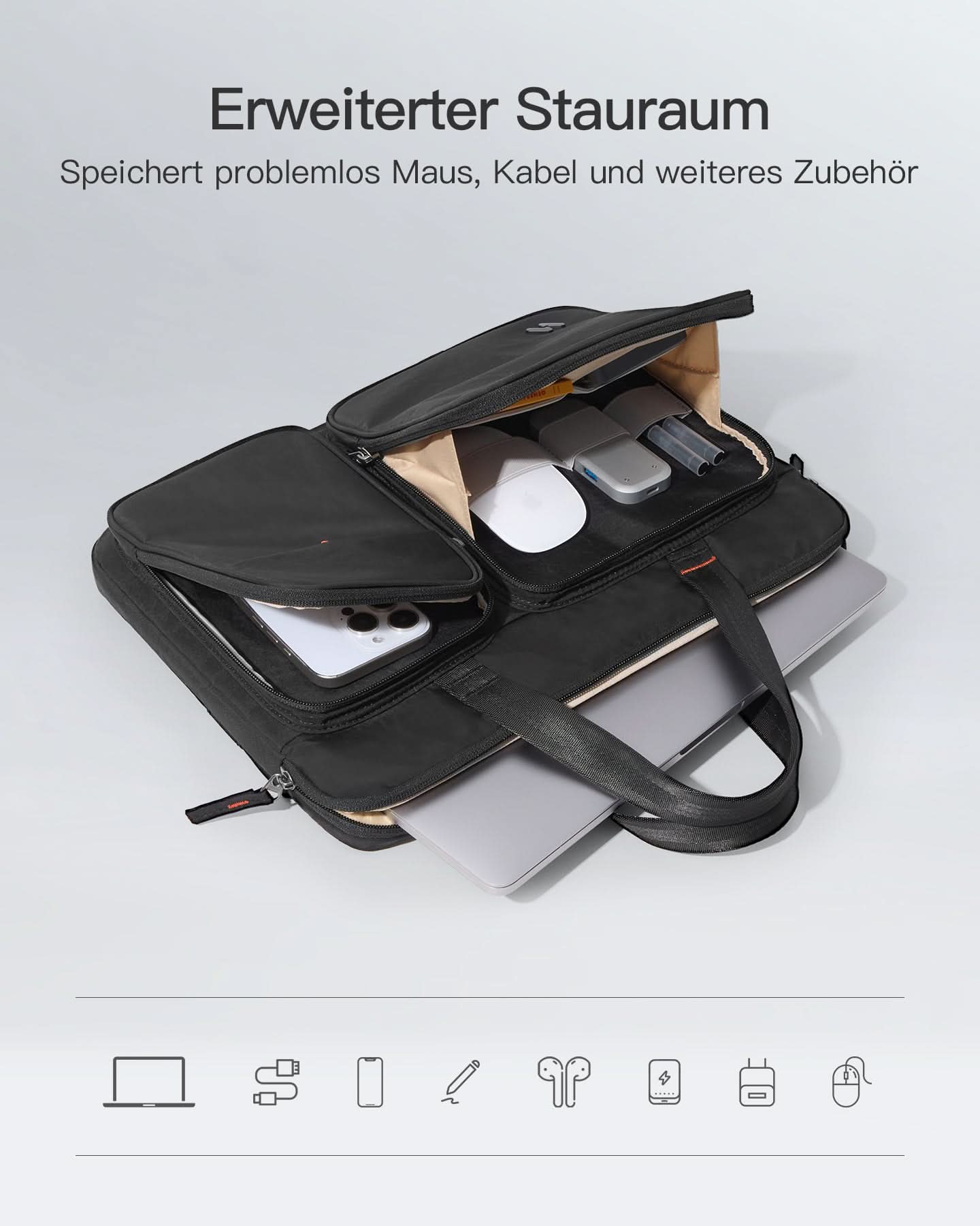 360° Rundumschutz Laptoptasche Große Kapazität Hülle Kompatibel mit 13" MacBook Air M4-M1 2025-2012, 14" MacBook Pro M5-M1 Pro/Max 2025-2021，LBT21 - Image 6