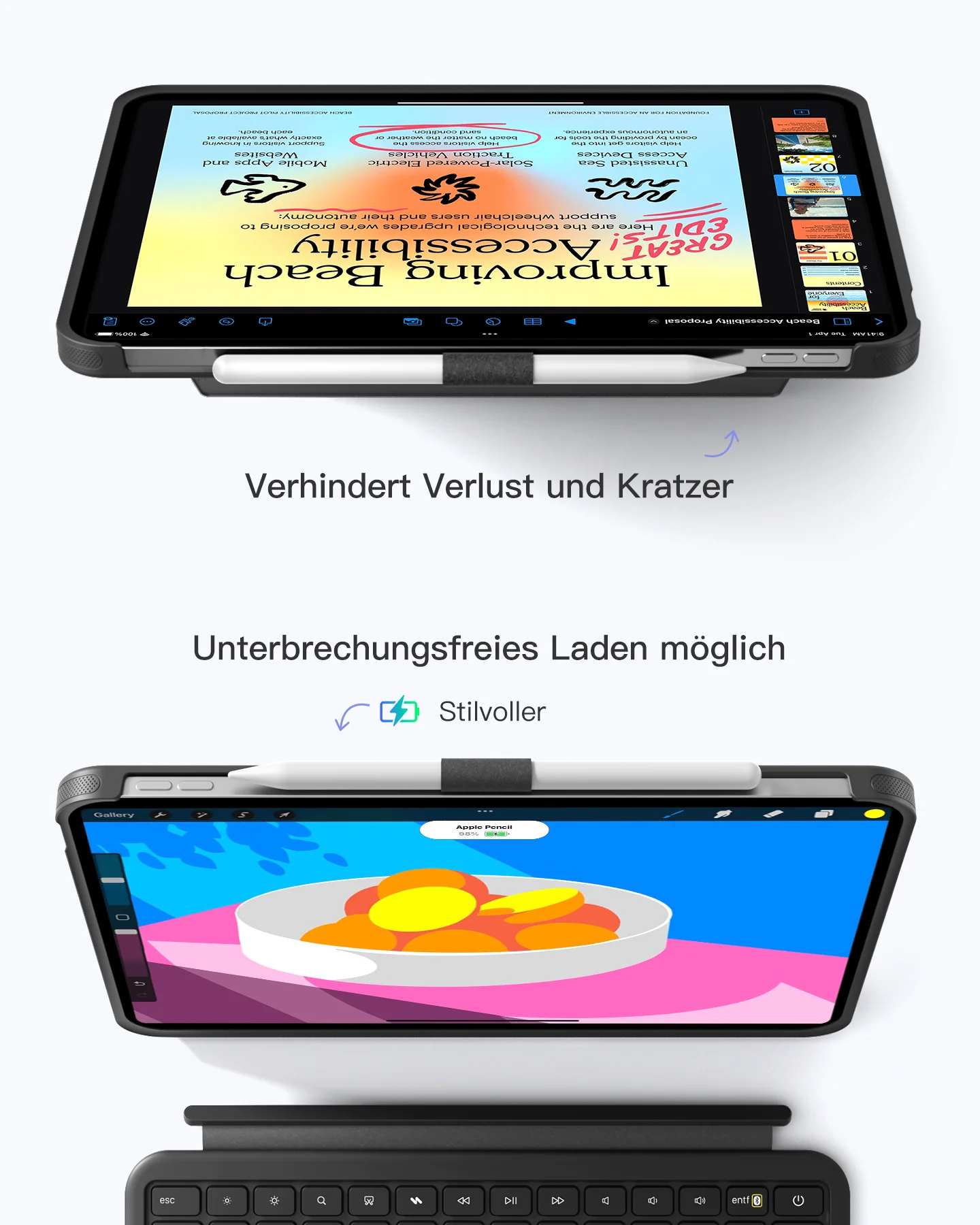 Abnehmbar Hülle mit Tastatur für iPad 11" A16 2025, iPad 10.9" 2022,mit Stifthalter, QWERTZ, AceTouch Pro, KB403-10 | Red Dot Design Award 2026 - Image 22