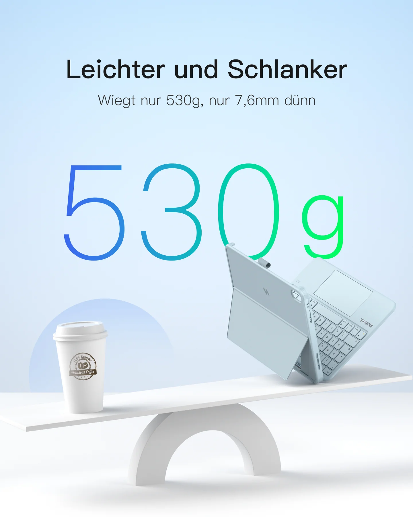 Abnehmbar Hülle mit Tastatur für iPad 11" A16 2025, iPad 10.9" 2022,mit Stifthalter, QWERTZ, AceTouch Pro, KB403-10 | Red Dot Design Award 2026 - Image 33