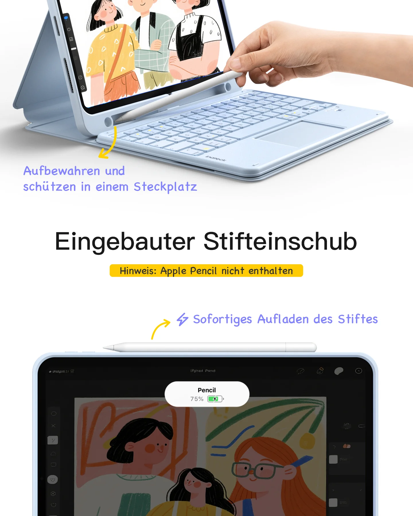 Abnehmbar Tastatur für iPad 11" A16 (2025), iPad Air 11" M4/M3/M2 (2026/2025/2024), iPad Air 10.9" 5/4, iPad Pro 11" 4/3/2/1, KB002 - Image 16