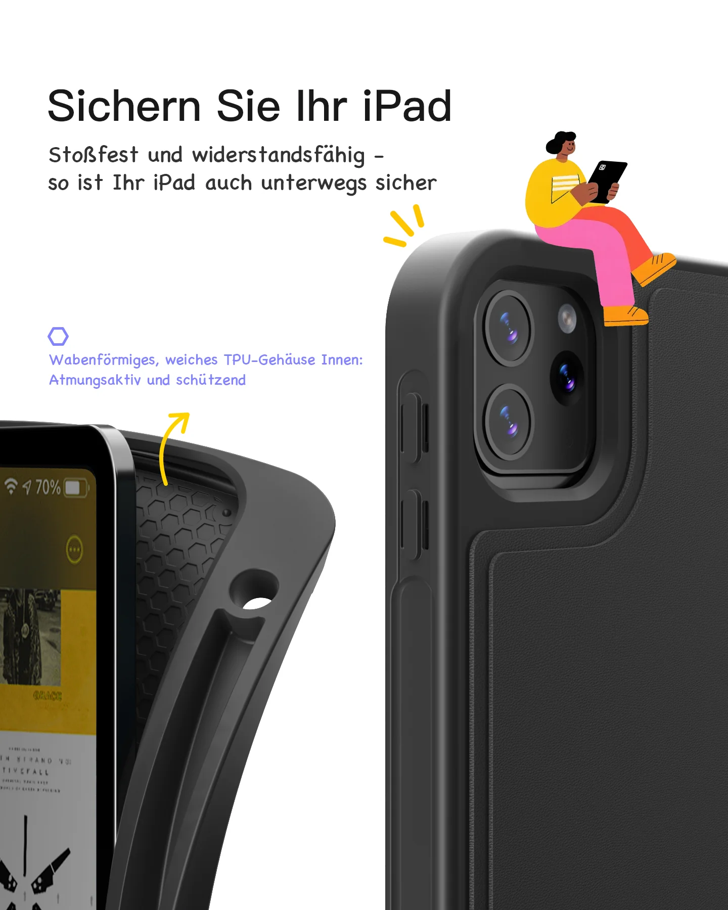 Abnehmbar Tastatur für iPad 11" A16 (2025), iPad Air 11" M4/M3/M2 (2026/2025/2024), iPad Air 10.9" 5/4, iPad Pro 11" 4/3/2/1, KB002 - Image 7