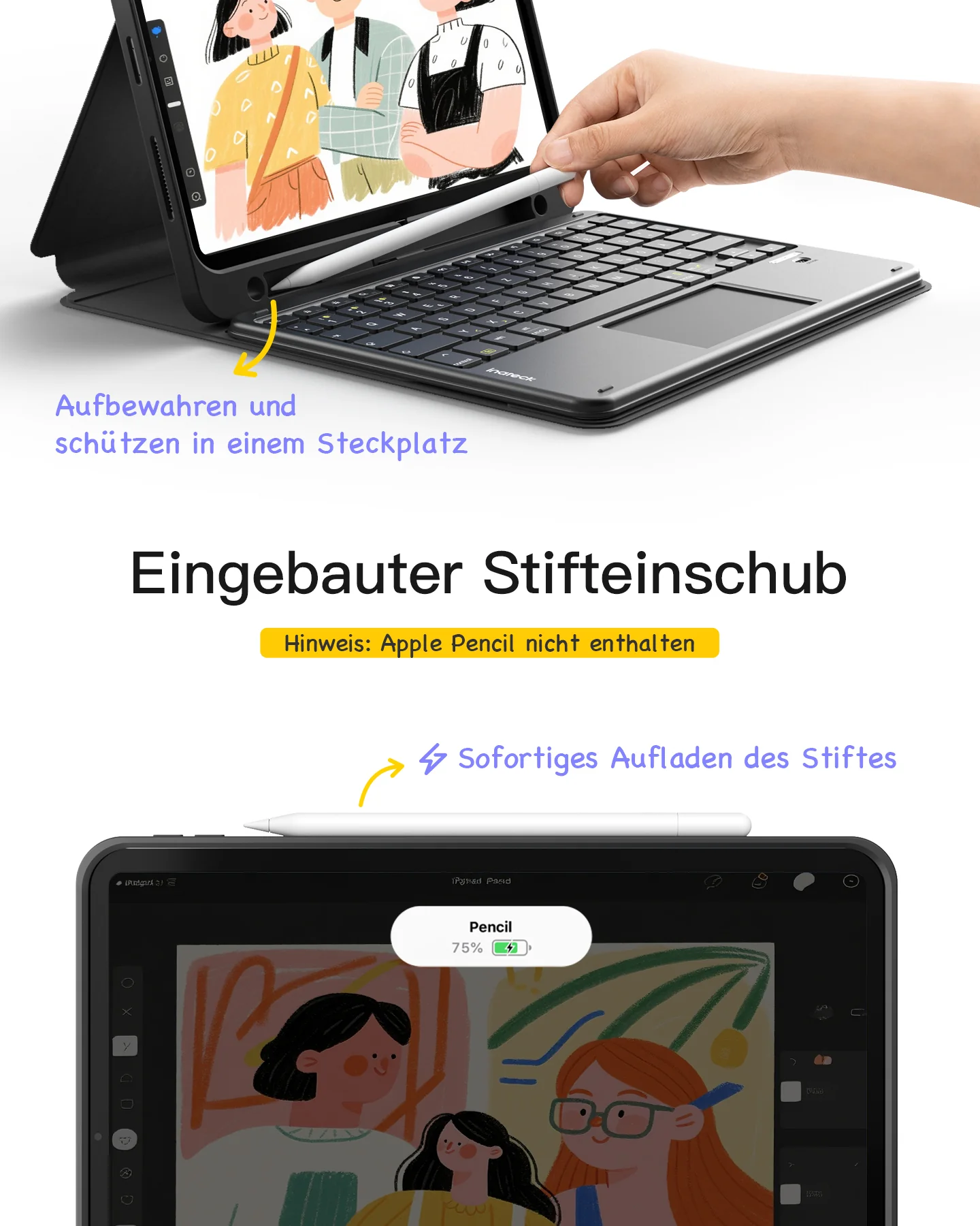 Abnehmbar Tastatur für iPad 11" A16 (2025), iPad Air 11" M4/M3/M2 (2026/2025/2024), iPad Air 10.9" 5/4, iPad Pro 11" 4/3/2/1, KB002 - Image 8