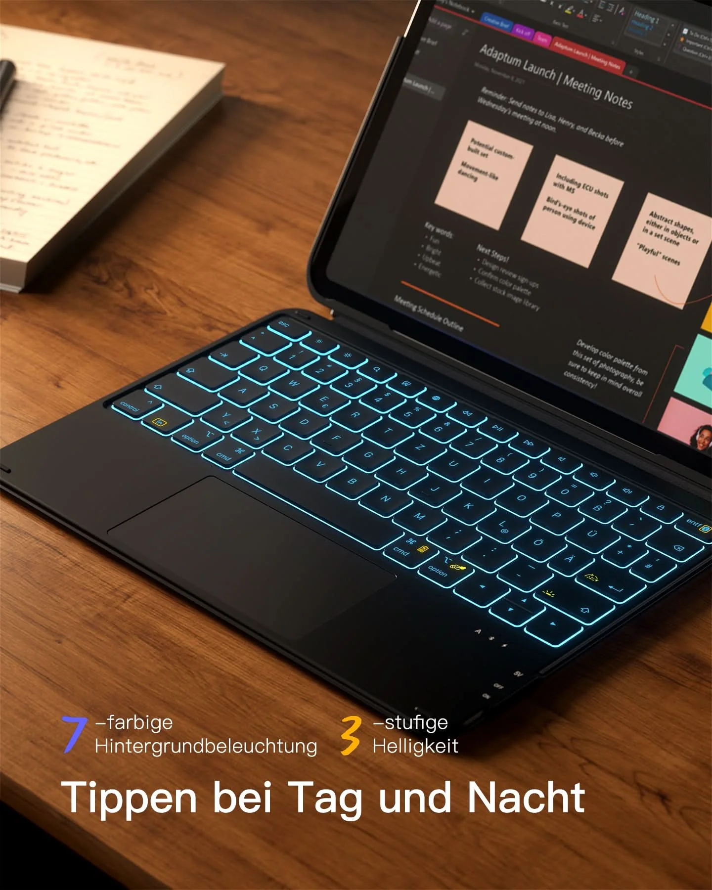 Abnehmbar Ultraleichte Tastatur für iPad 11/10 Gen A16 2025 11 Zoll, iPad Air 11 Zoll (2026/2025), iPad Air 5/4, iPad Pro 11 4/3/2/1, QWERTZ,AceTouch, KB04122-RGB - Image 4