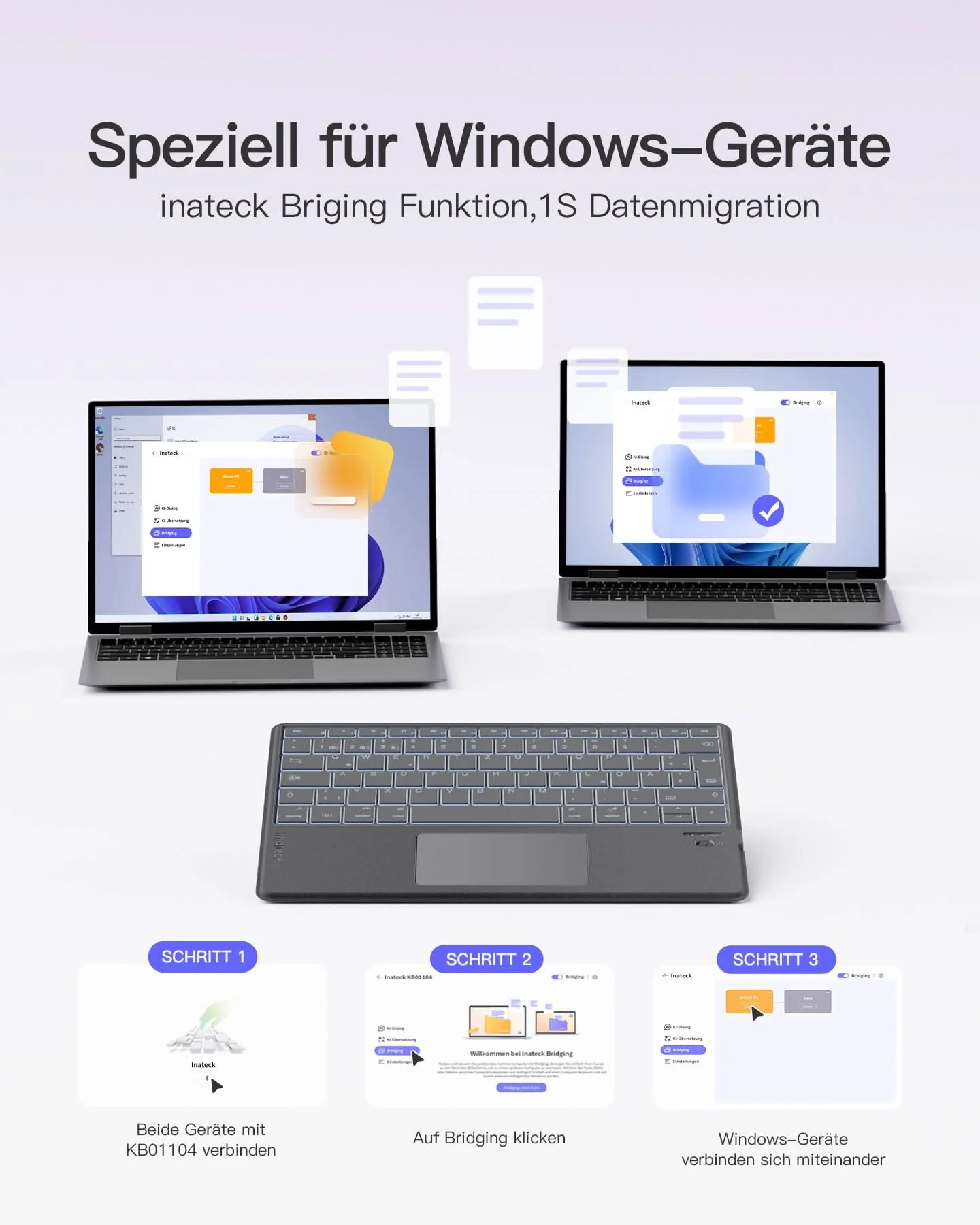 KI-Funktion Tablet Tastatur, Unterstützt Windows, iPad OS, Android, iOS, QWERTZ, KB01104 - Image 5
