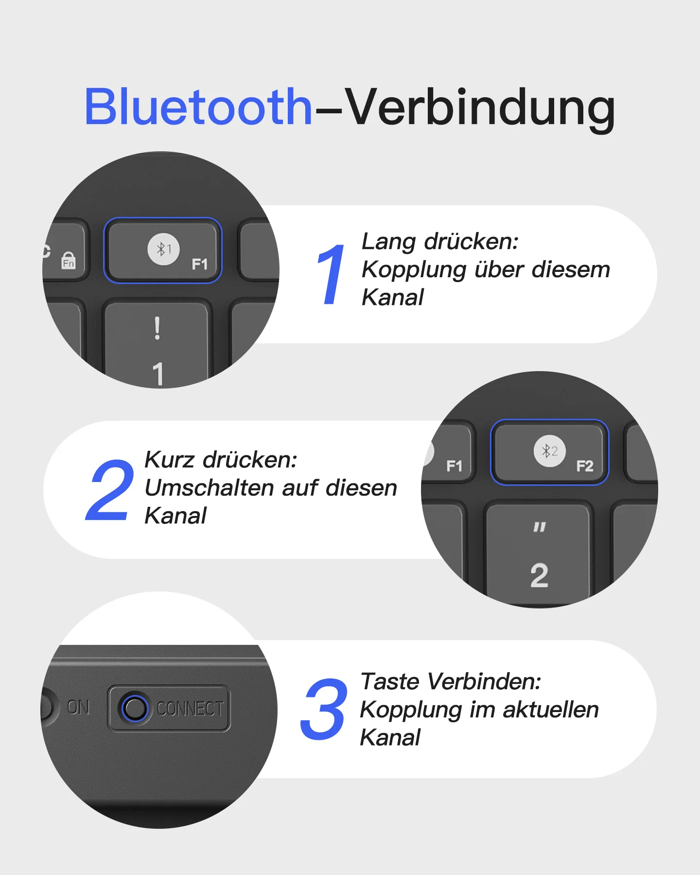 Bluetooth Tablet Tastatur kompatibel mit Android/iOS/Smartphones/Windows PC/iPad, KB01003 - Image 3