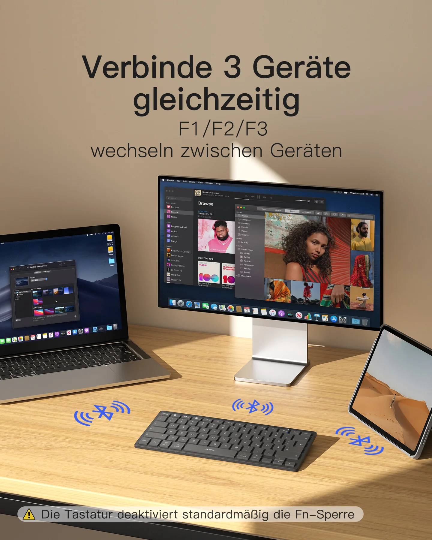 Bluetooth Tablet Tastatur kompatibel mit Android/iOS/Smartphones/Windows PC/iPad, KB01003 - Image 4