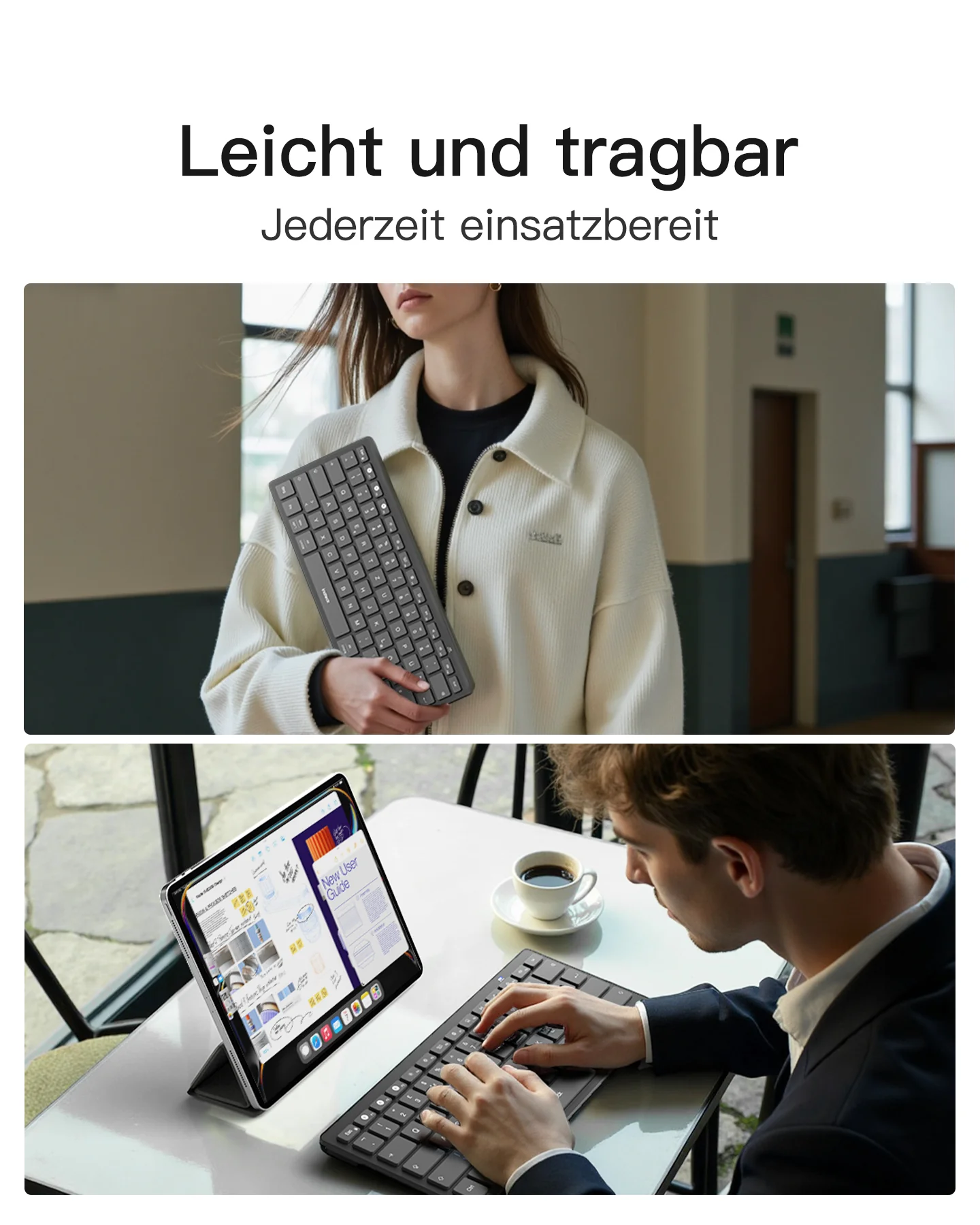 Bluetooth Tablet Tastatur kompatibel mit Android/iOS/Smartphones/Windows PC/iPad, KB01003 - Image 6