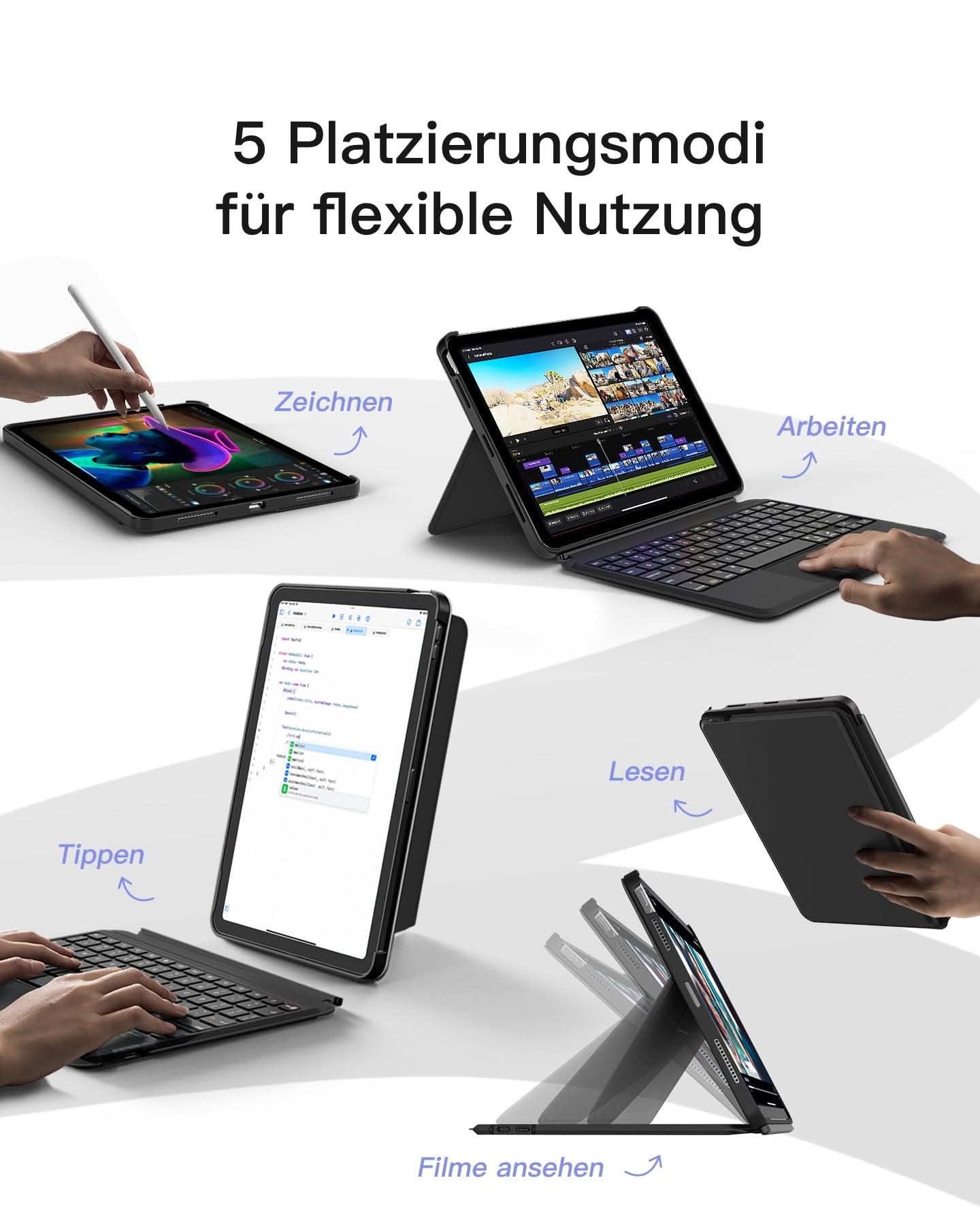 Abnehmbare Tastatur für iPad Air 11" M4/M3/M2 (2026/2025/2024), iPad Air 5/4, iPad Pro 11" 4/3/2/1, QWERTZ, KB04111 - Image 10