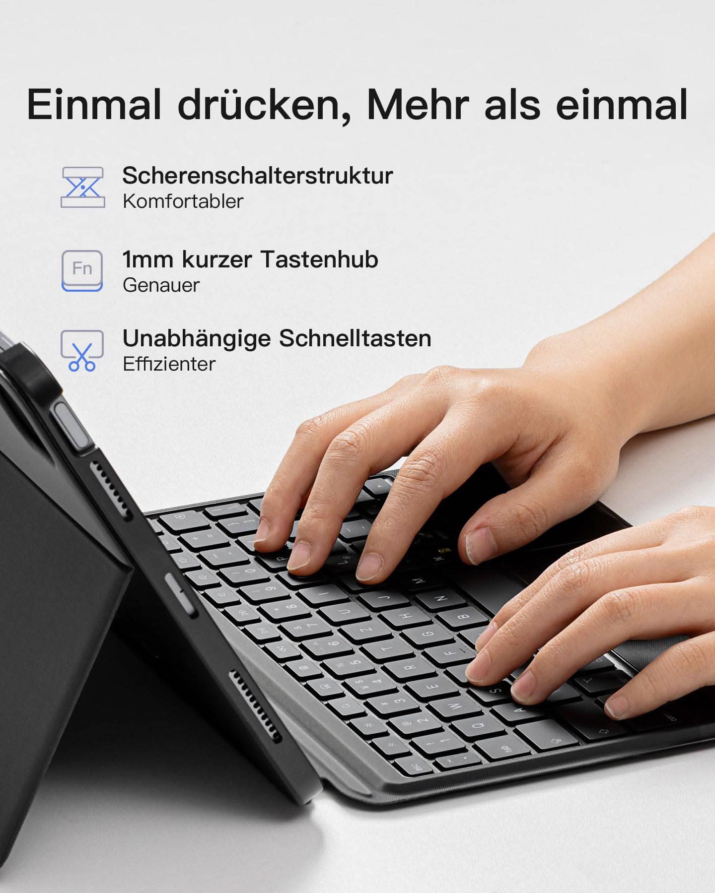 Abnehmbare Tastatur für iPad Air 11" M4/M3/M2 (2026/2025/2024), iPad Air 5/4, iPad Pro 11" 4/3/2/1, QWERTZ, KB04111 - Image 11