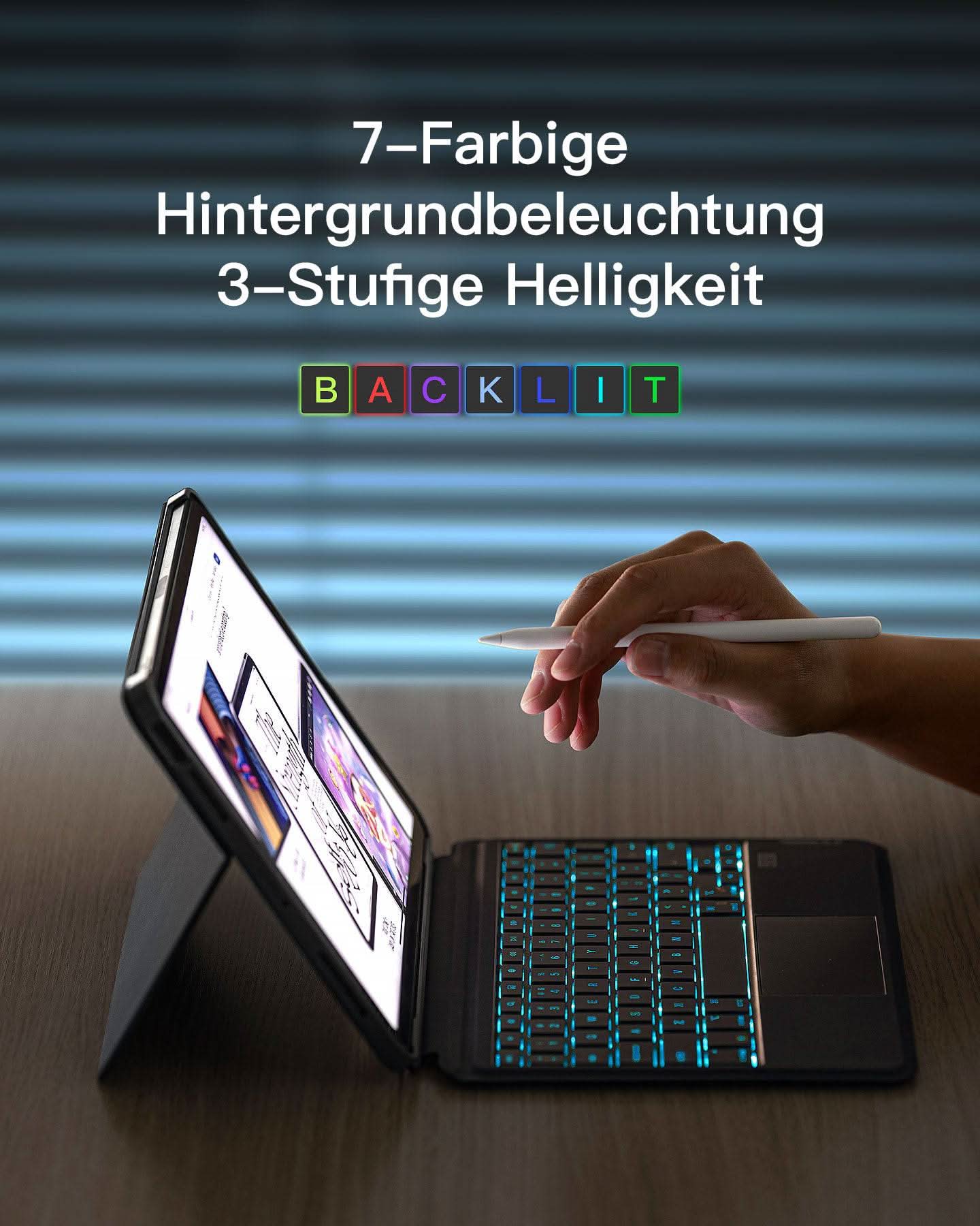 Abnehmbare Tastatur für iPad Air 11" M4/M3/M2 (2026/2025/2024), iPad Air 5/4, iPad Pro 11" 4/3/2/1, QWERTZ, KB04111 - Image 6