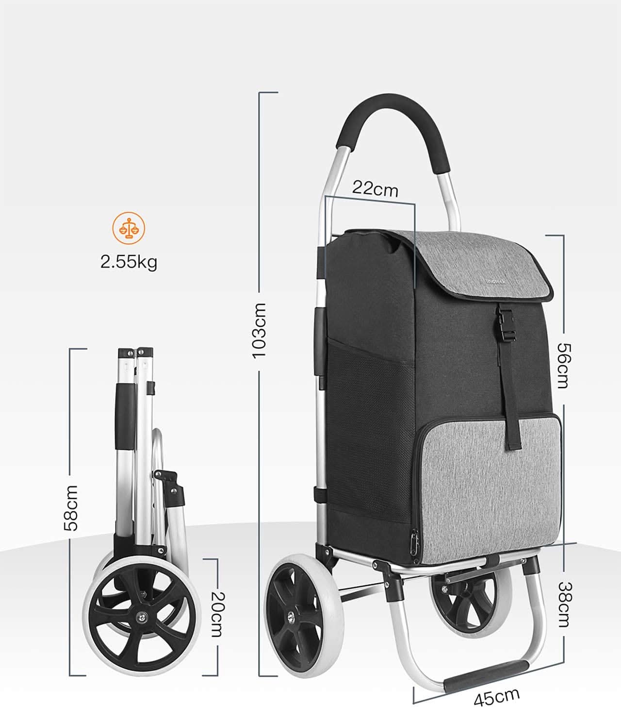 Einkaufstrolley mit großer Ladekapazität, Wärmedämmung Tasche AB05001 Schwarz - Image 3