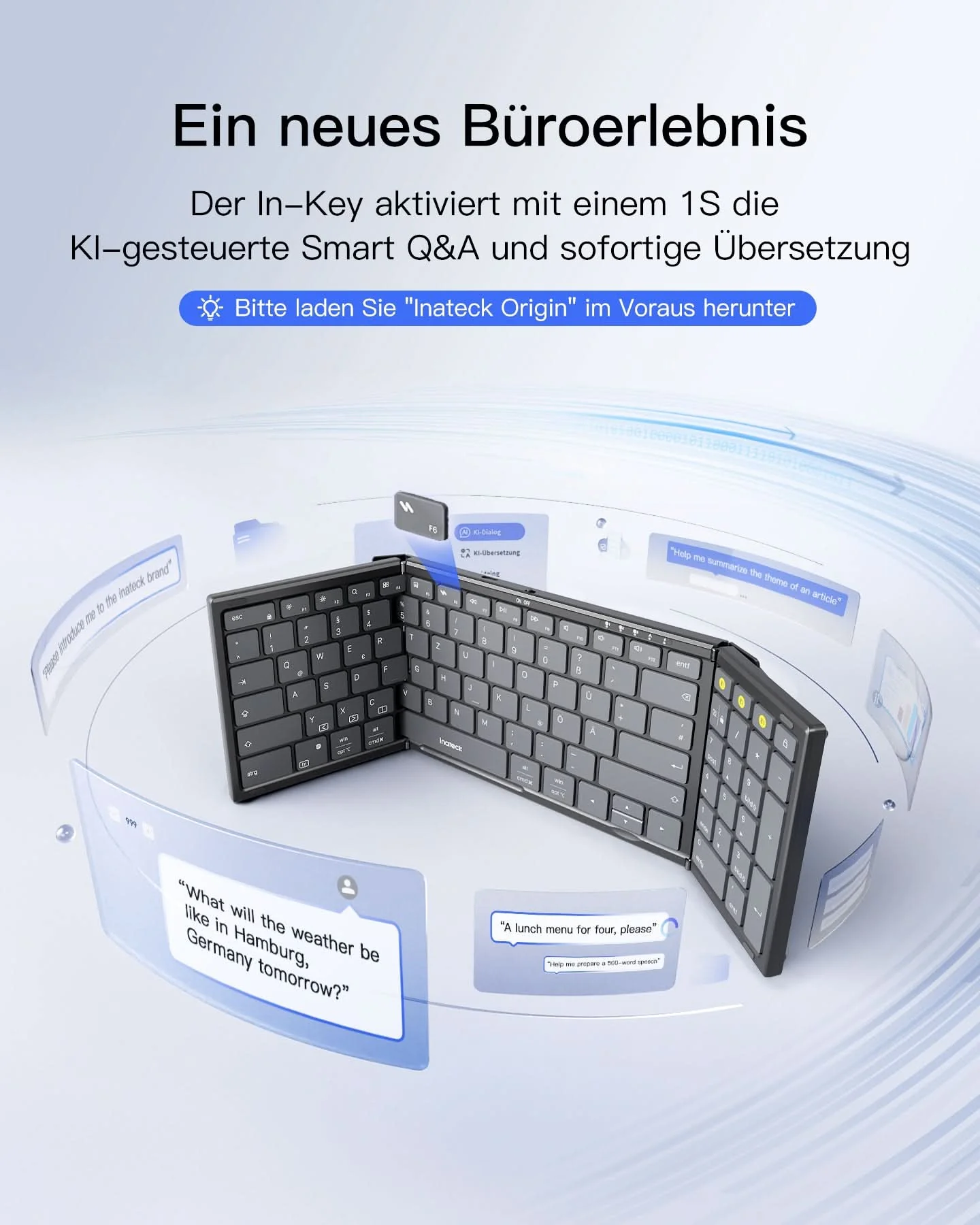 Faltbare kabellose tragbare Tastatur mit Bluetooth 5.3, kompatibel mit Tablets, Handys, Laptops, PCs, KB602 - Image 9