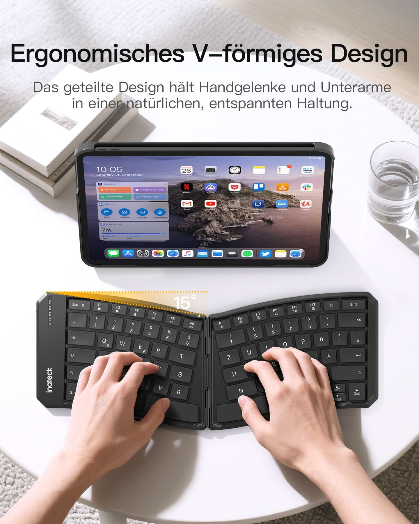 Faltbare Tastatur Ergonomische, QWERTZ,mit 3 Bluetooth, Nomad Ergo KB603 - Image 4