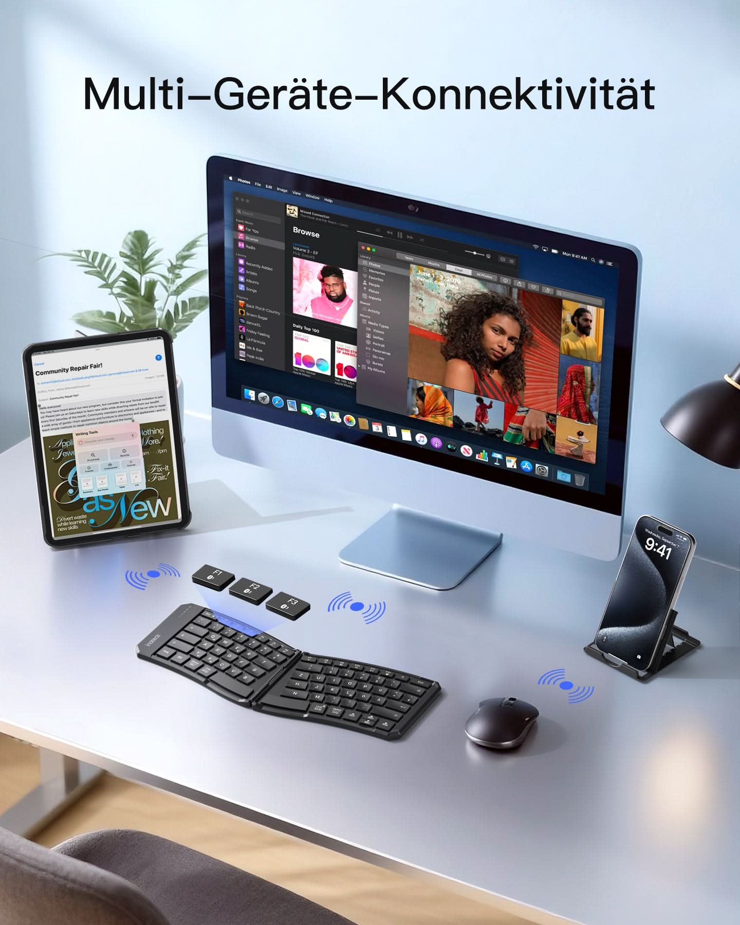 Faltbare Tastatur Ergonomische, QWERTZ,mit 3 Bluetooth, Nomad Ergo KB603 - Image 6