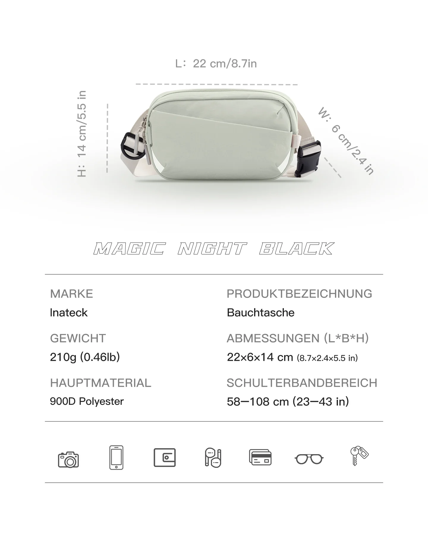 Gürteltasche mit RFID-Blockierung, mit verstellbarem Schulterriemen, FB01002 - Image 12