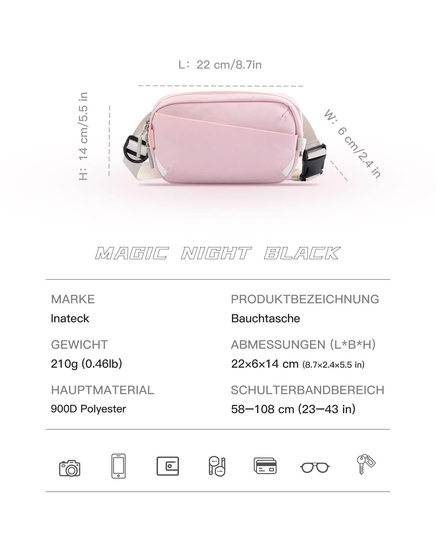 Gürteltasche mit RFID-Blockierung, mit verstellbarem Schulterriemen, FB01002 - Image 21