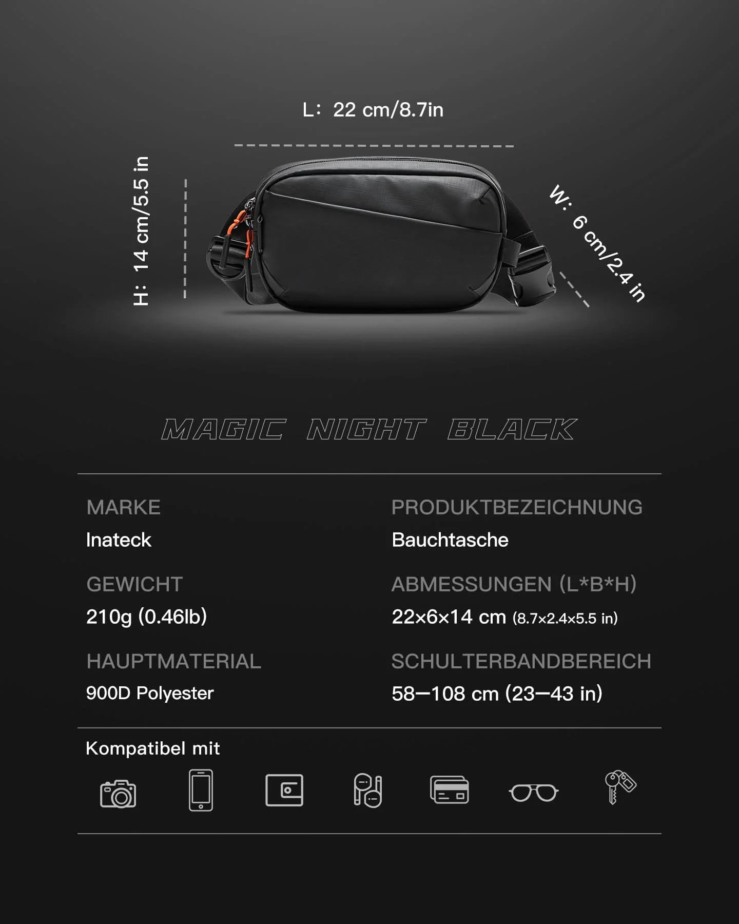 Gürteltasche mit RFID-Blockierung, mit verstellbarem Schulterriemen, FB01002 - Image 3