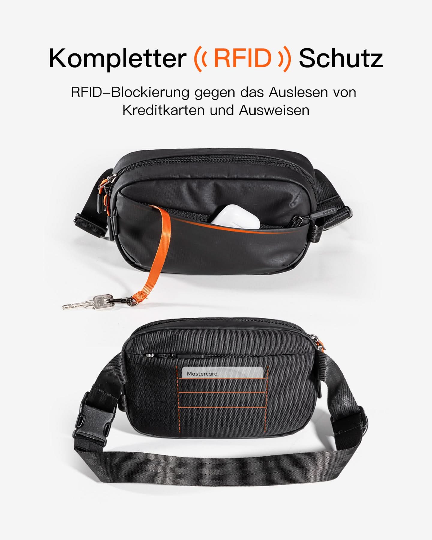 Gürteltasche mit RFID-Blockierung, mit verstellbarem Schulterriemen, FB01002 - Image 7
