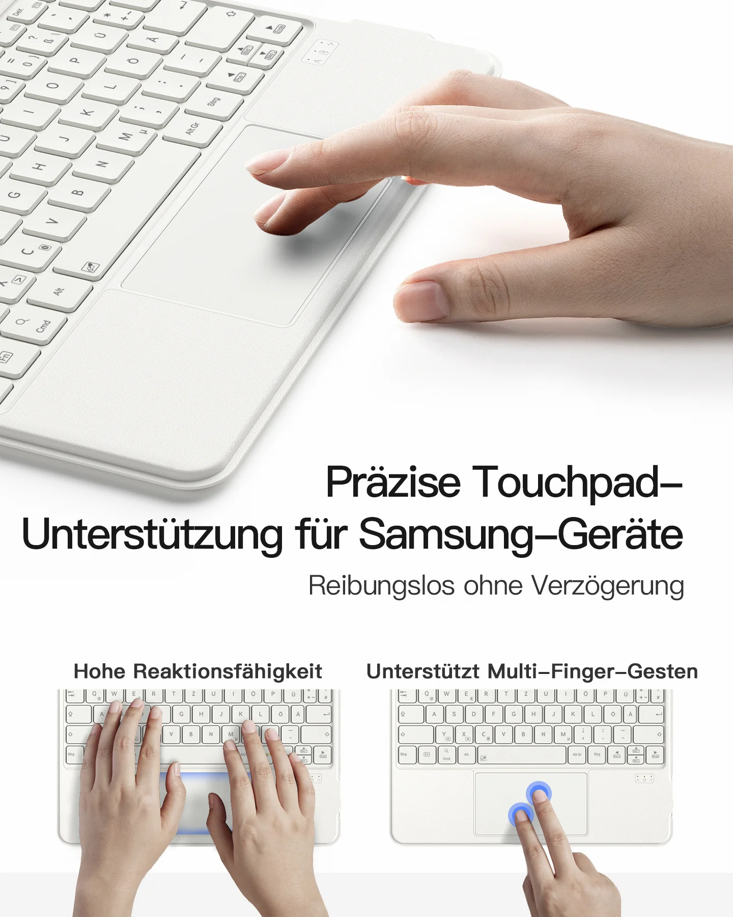 Hülle für Samsung Galaxy Tab S10 FE/S9 FE/S9, Hoch-/Querformat Ständer Tastatur mit Touchpad, N0064 - Image 11