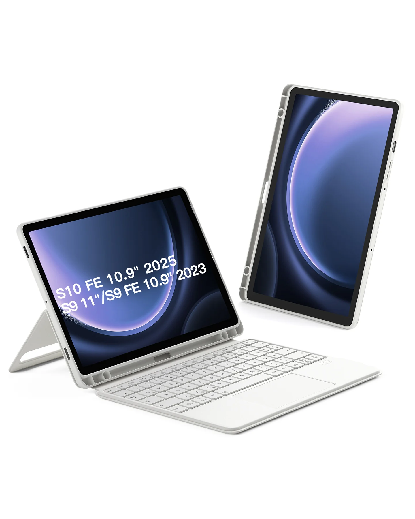 Hülle für Samsung Galaxy Tab S10 FE/S9 FE/S9, Hoch-/Querformat Ständer Tastatur mit Touchpad, N0064 - Image 12