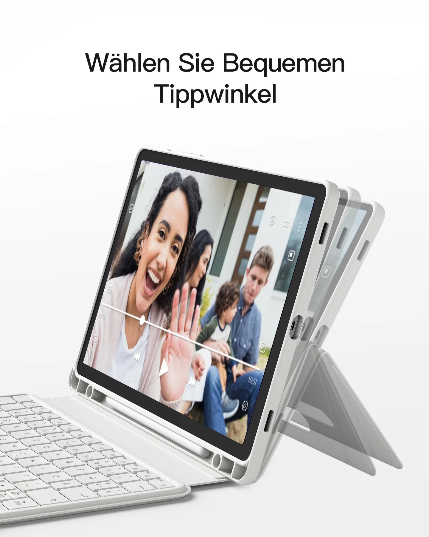 Hülle für Samsung Galaxy Tab S10 FE/S9 FE/S9, Hoch-/Querformat Ständer Tastatur mit Touchpad, N0064 - Image 16