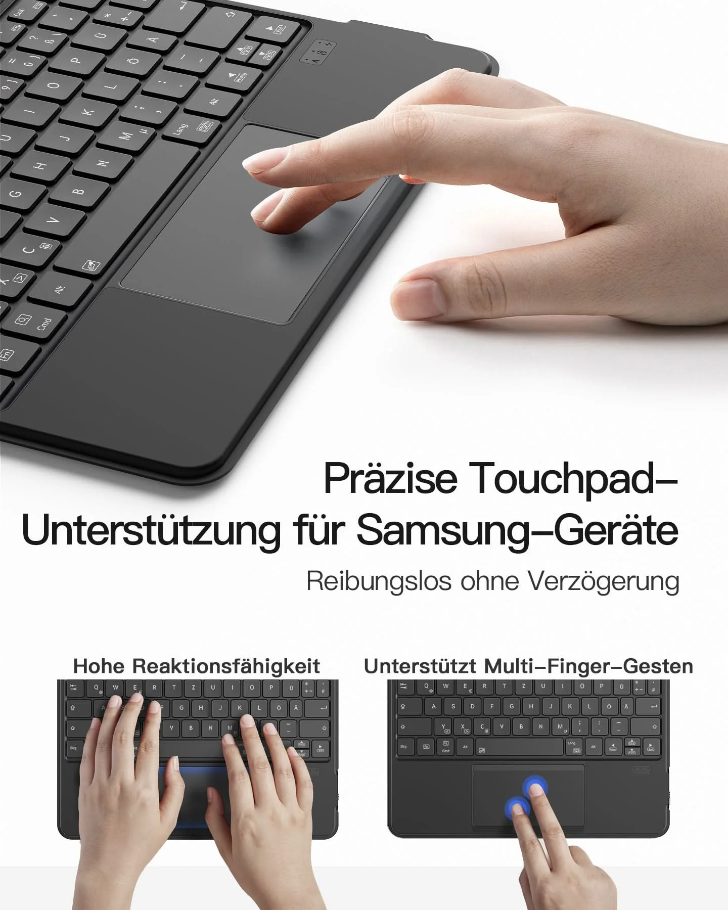 Hülle für Samsung Galaxy Tab S10 FE/S9 FE/S9, Hoch-/Querformat Ständer Tastatur mit Touchpad, N0064 - Image 3