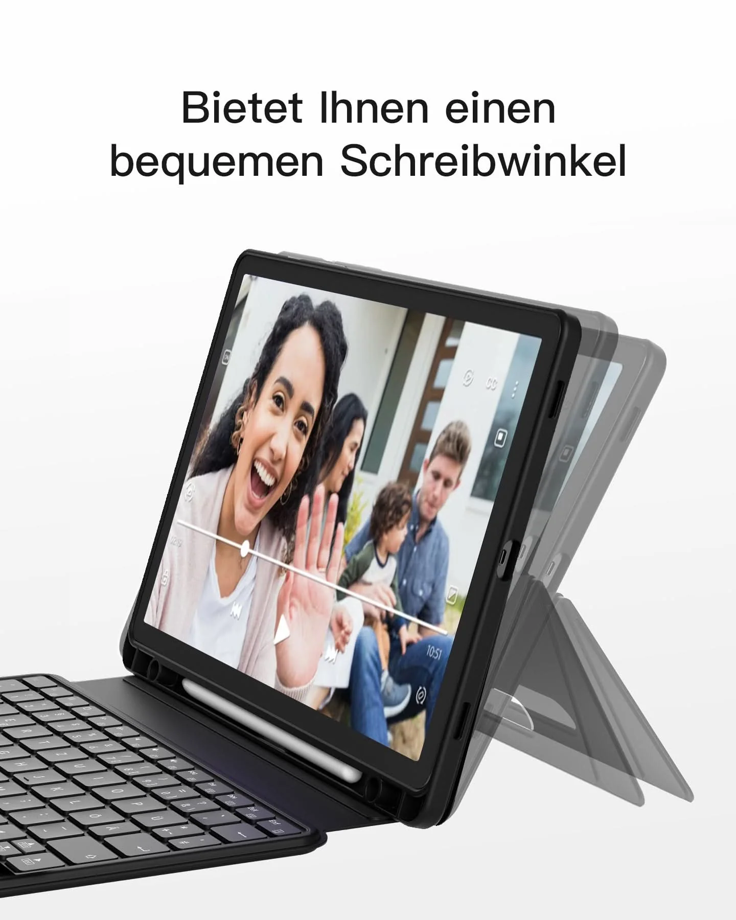 Hülle für Samsung Galaxy Tab S10 FE/S9 FE/S9, Hoch-/Querformat Ständer Tastatur mit Touchpad, N0064 - Image 7