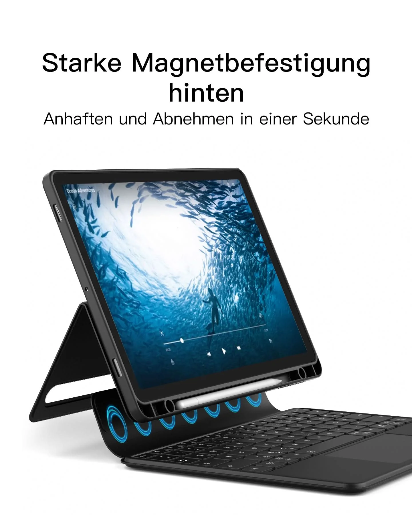 Hülle für Samsung Galaxy Tab S10 FE/S9 FE/S9, Hoch-/Querformat Ständer Tastatur mit Touchpad, N0064 - Image 8