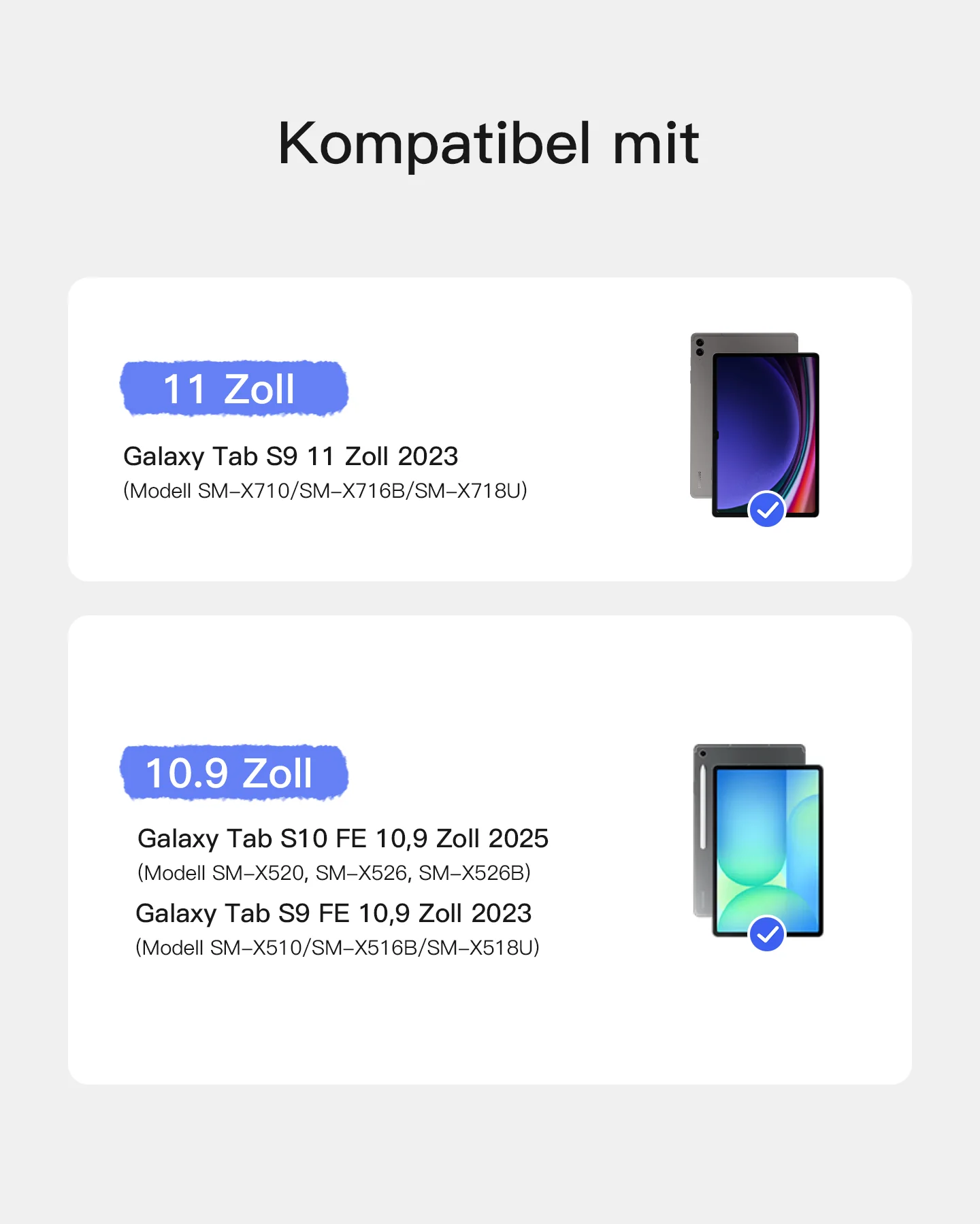 Hülle für Samsung Galaxy Tab S10 FE/S9 FE/S9, Hoch-/Querformat Ständer Tastatur mit Touchpad, N0064 - Image 9