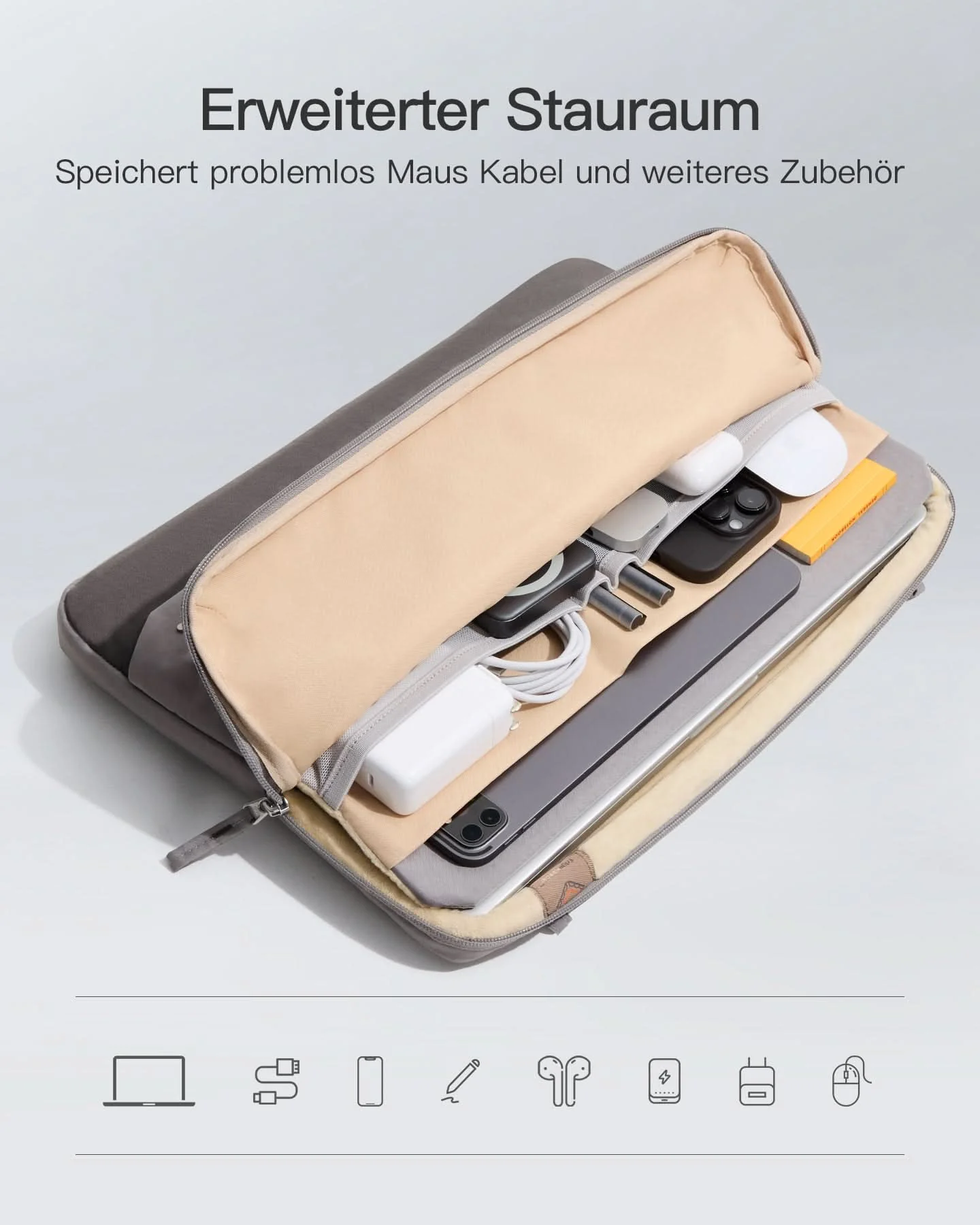 Inateck 360° Schutz Laptoptasche Hülle Schultertasche, kompatibel mit 13-Zoll MacBook Pro/Air, 14-Zoll MacBook Pro/Max (2026-2021), LBT32 - Image 6