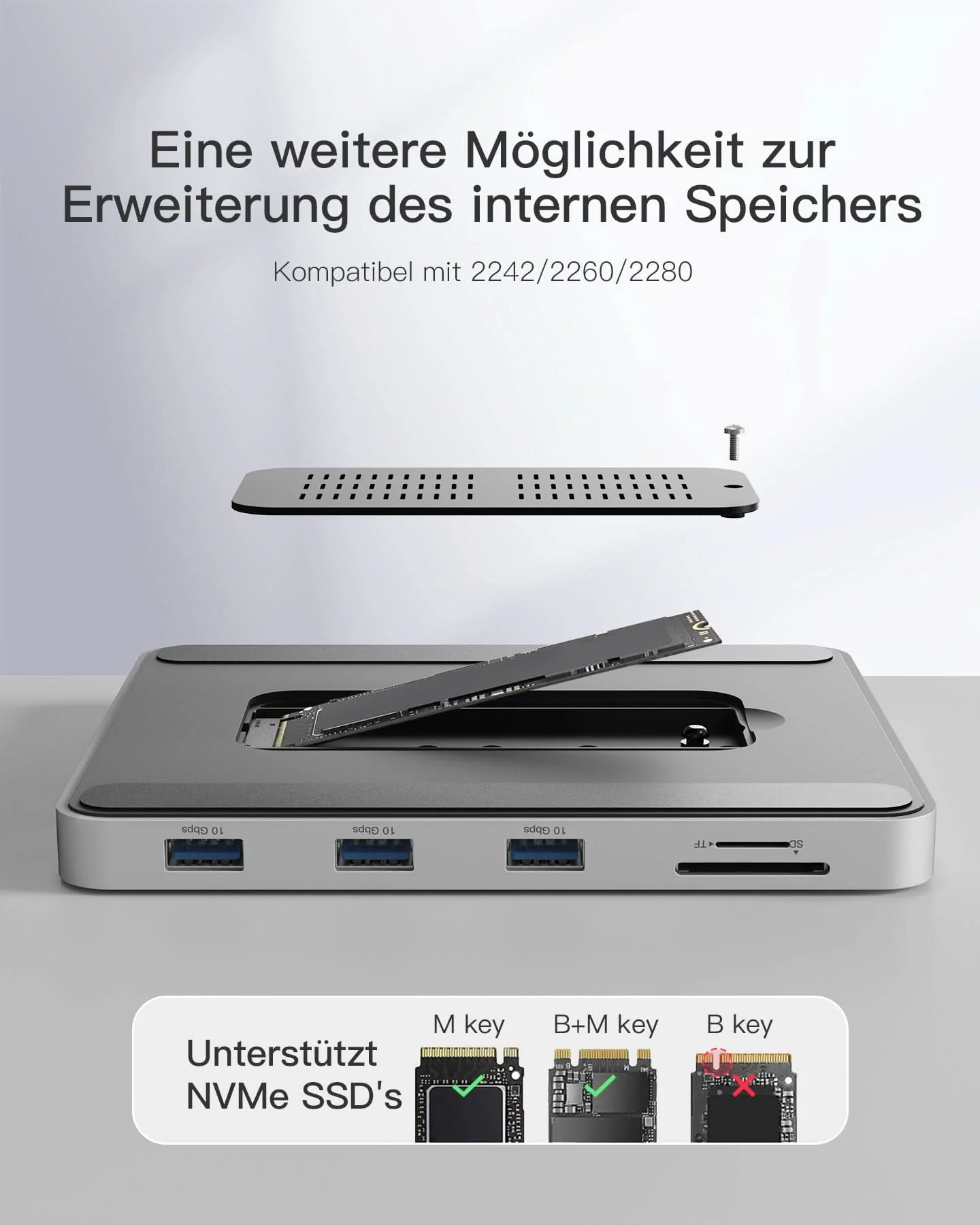 Inateck 8-in-1 iMac 24" 2021 Docking Station, USB 3.2 Gen 2, DK2001 - Image 5