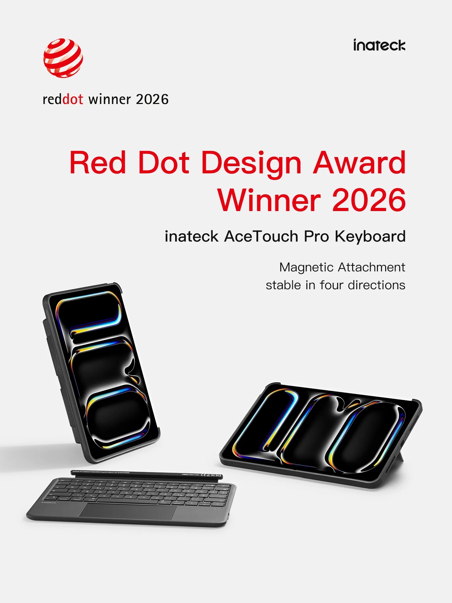Abnehmbar Hülle mit Tastatur für iPad 11" A16 2025, iPad 10.9" 2022,mit Stifthalter, QWERTZ, AceTouch Pro, KB403-10 | Red Dot Design Award 2026 - Image 26