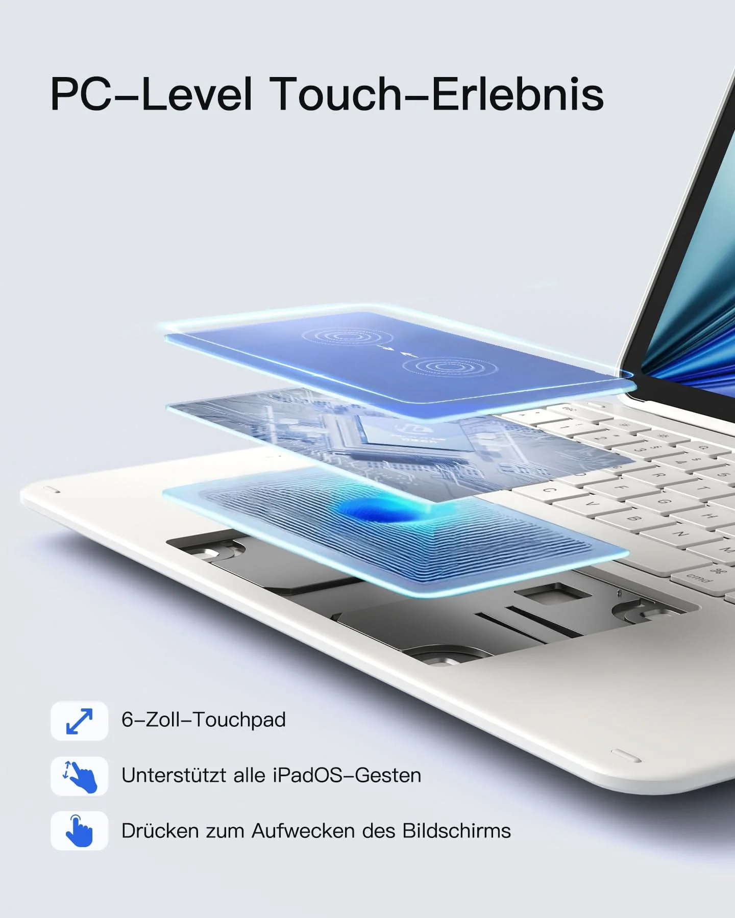 Inateck Abnehmbar Tastatur Hülle Kompatibel mit iPad Air 13" M4/M3/M2 (2026/2025/2024), iPad Pro 12.9" 6/5/4/3 Gen,QWERTZ, AceTouch, KB04122-13A - Image 14