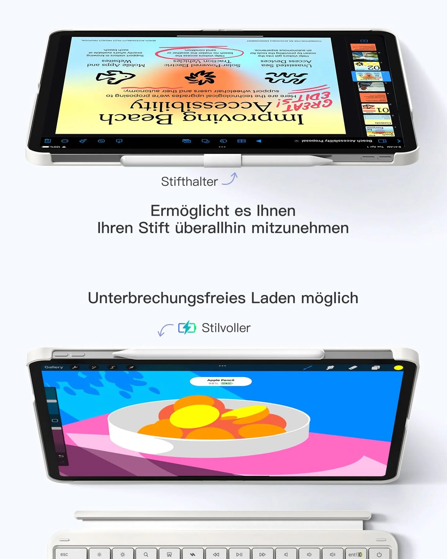 Inateck Abnehmbar Tastatur Hülle Kompatibel mit iPad Air 13" M4/M3/M2 (2026/2025/2024), iPad Pro 12.9" 6/5/4/3 Gen,QWERTZ, AceTouch, KB04122-13A - Image 17