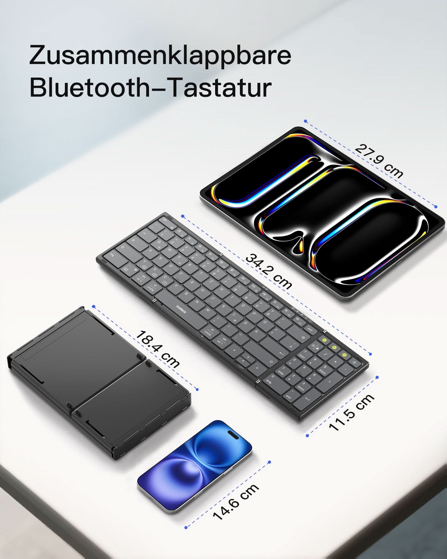 Inateck Faltbare Tastatur Maus Set Kabellos,für iPad iPhone Mac Android Windows,N0158 - Image 6