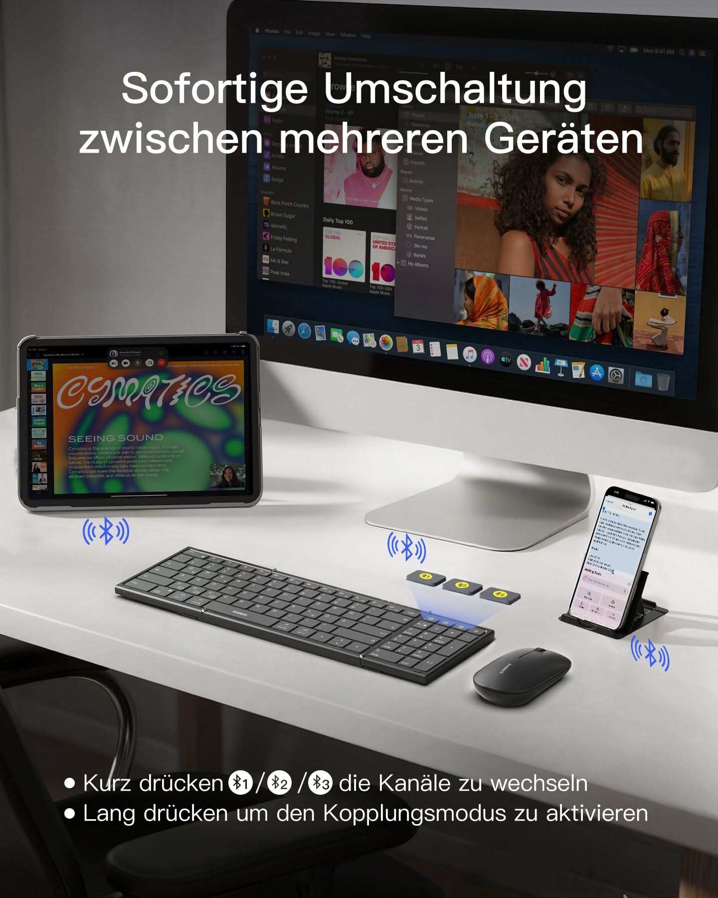 Inateck Faltbare Tastatur Maus Set Kabellos,für iPad iPhone Mac Android Windows,N0158 - Image 8
