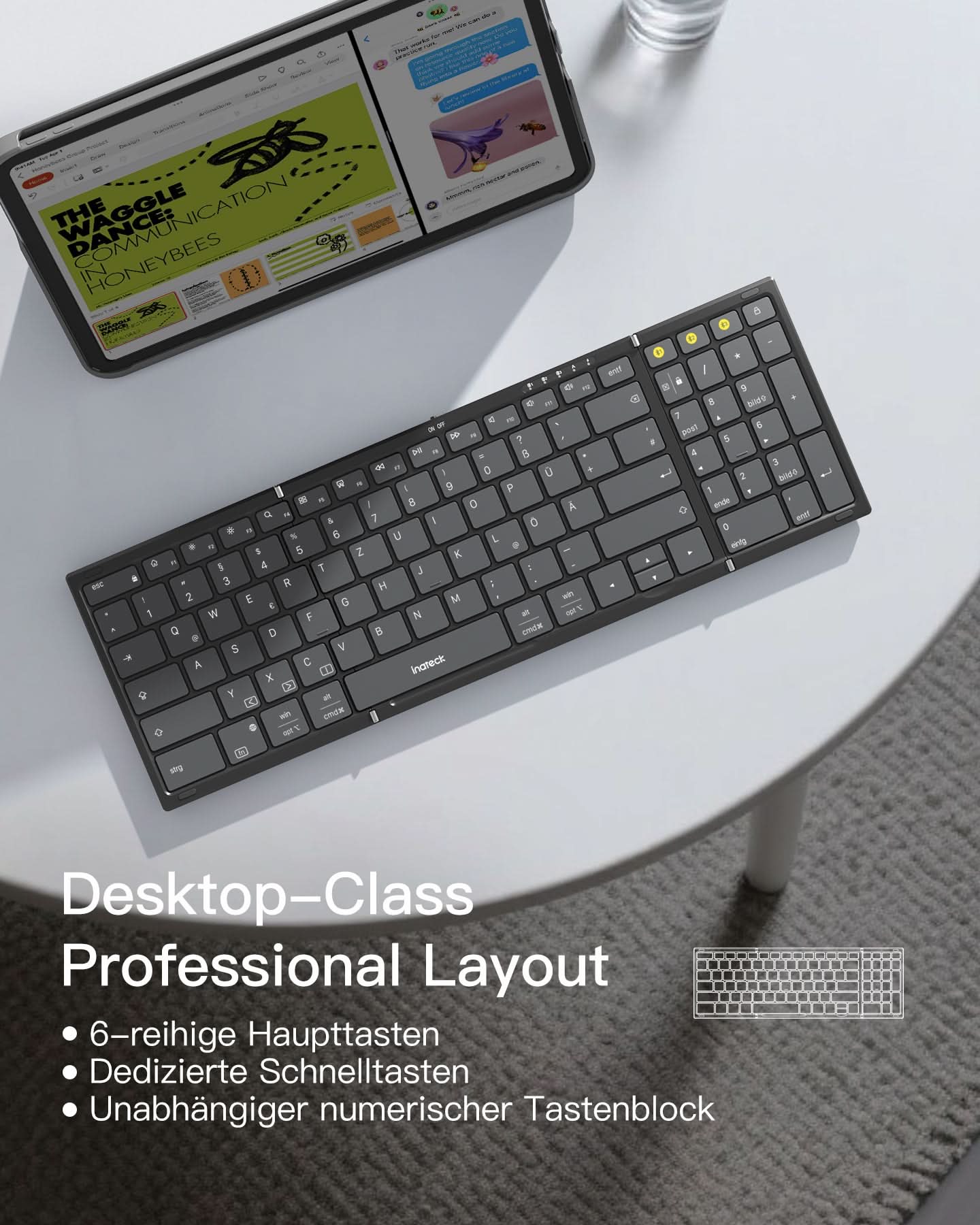 Inateck Faltbare Tastatur Maus Set Kabellos,für iPad iPhone Mac Android Windows,N0158 - Image 9