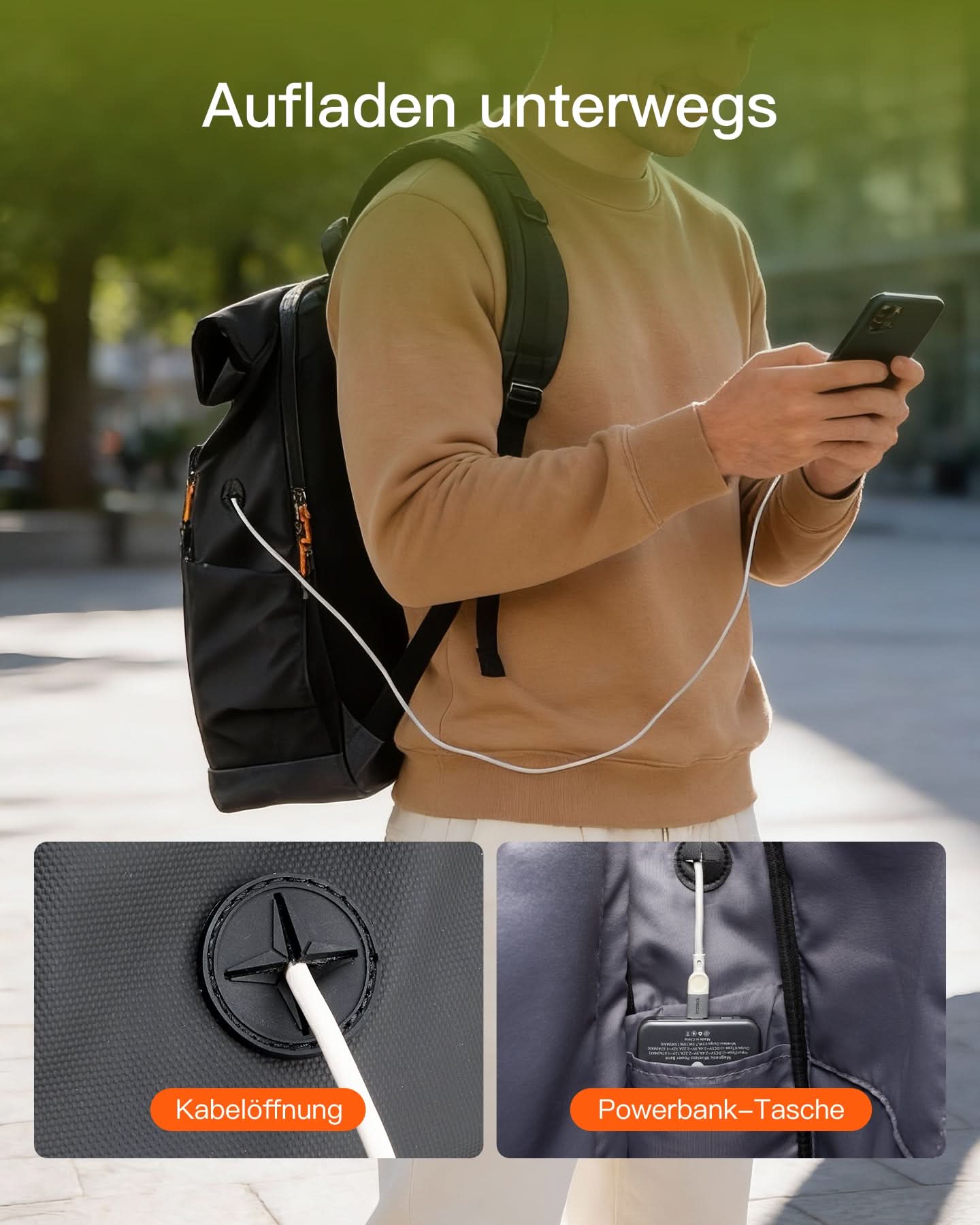 Inateck Laptop RollTop Rucksack Herren Damen 25L, Spritzwassergeschützt Schulrucksack Reiserucksack Stylische Tagesrucksack mit 17 Zoll Laptopfach, BPC21 - Image 10