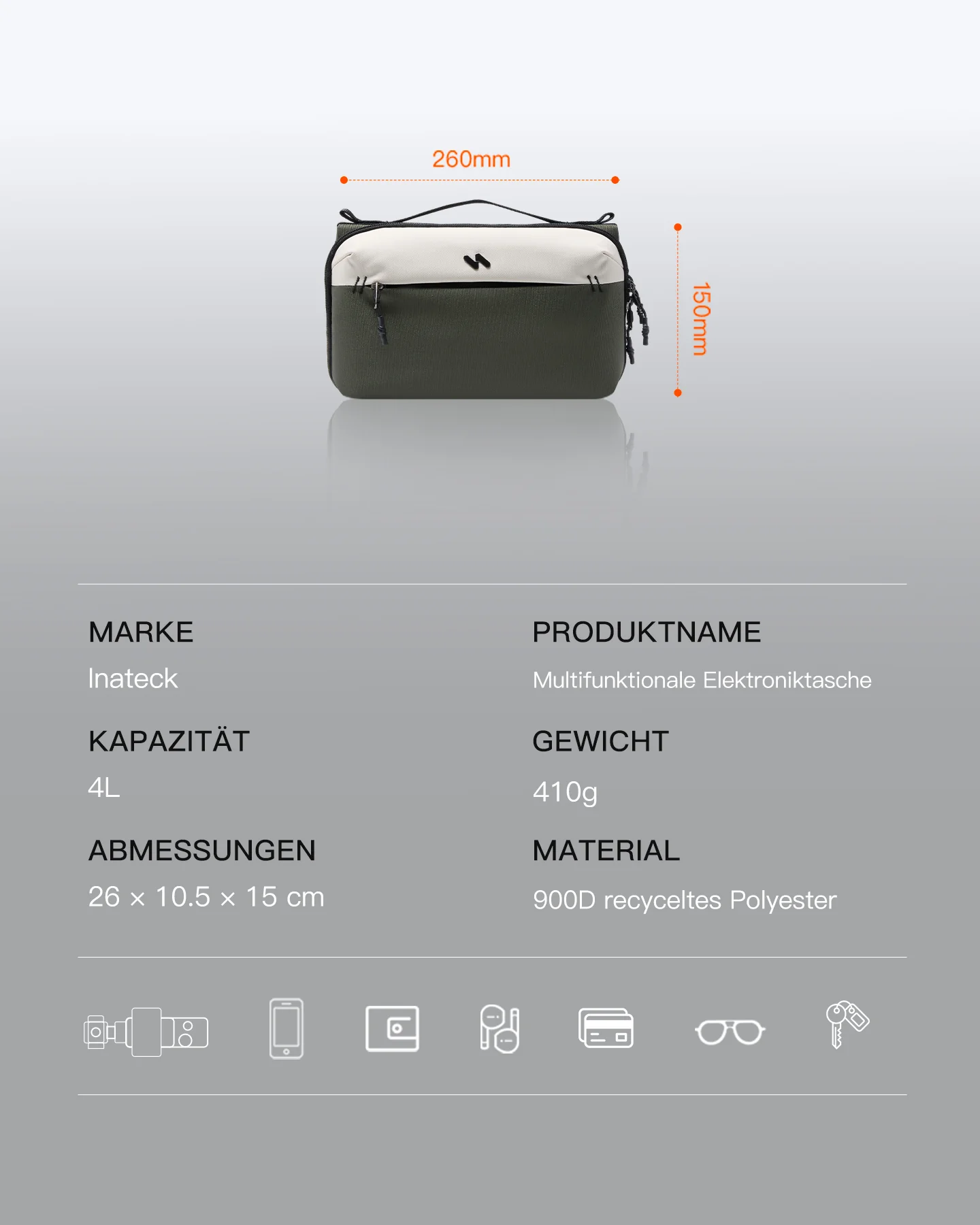 Multifunktionaler Kabeltasche Elektronik Organizer, Spritzwassergeschütztes, ABM34 - Image 14