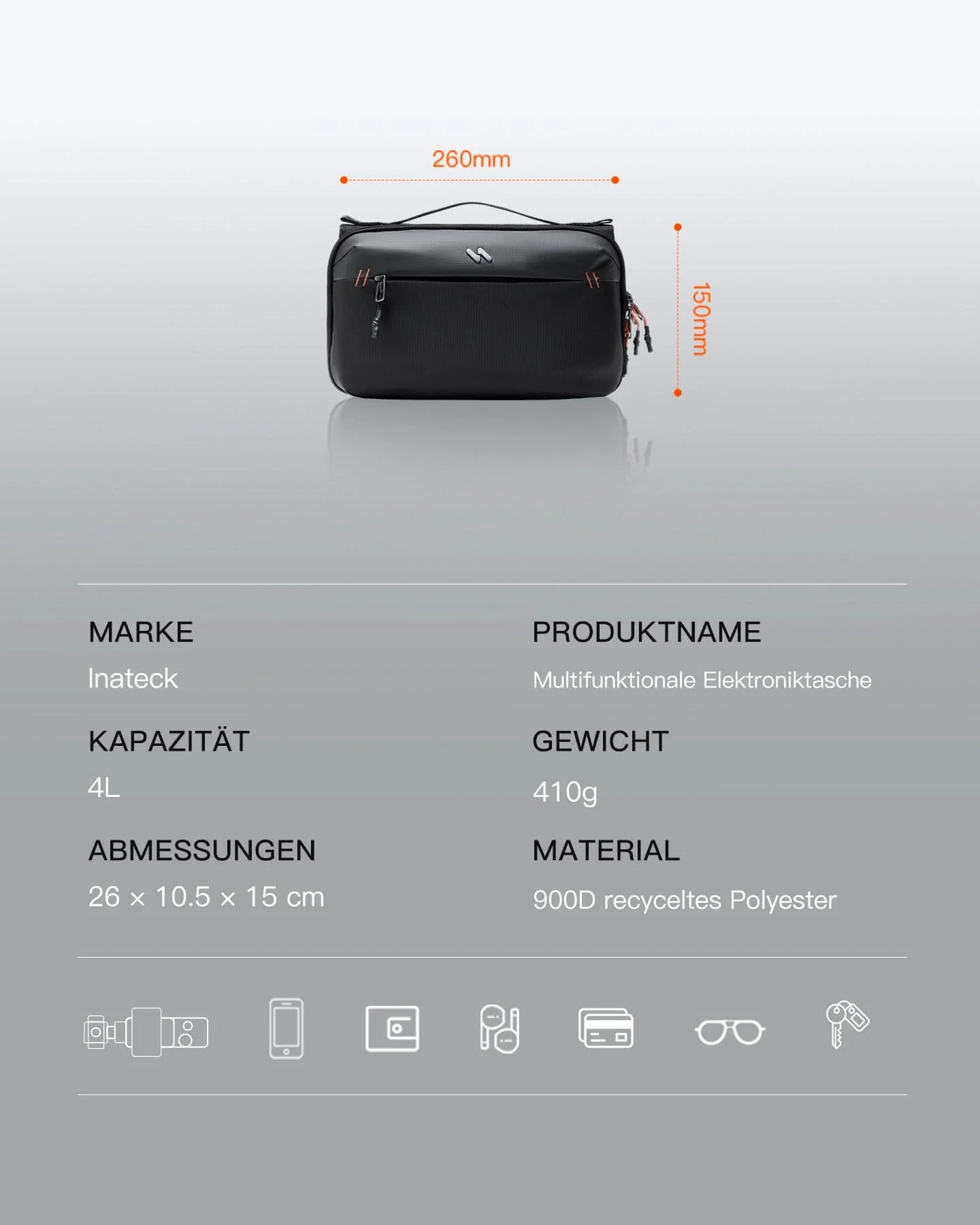 Multifunktionaler Kabeltasche Elektronik Organizer, Spritzwassergeschütztes, ABM34 - Image 4