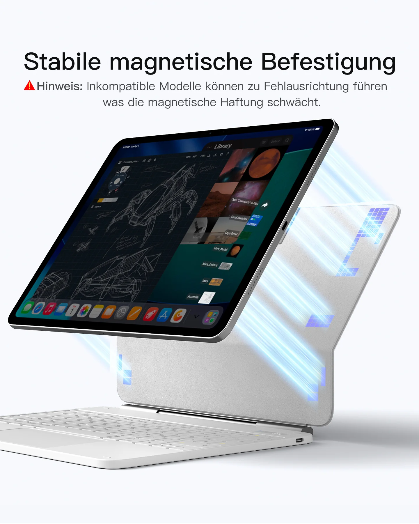 Inateck NeoMagic Magnetische Tastatur Hülle für iPad Air 13" M4/M3/M2 (2026/2025/2024), iPad Pro 12.9" 6/5/4/3 Gen,QWERTZ, KB903-13A - Image 15