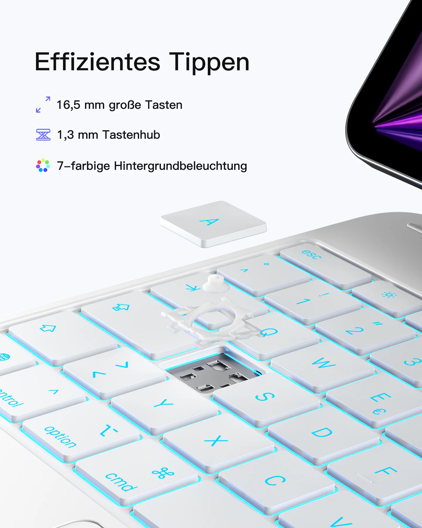 Inateck NeoMagic Magnetische Tastatur Hülle für iPad Air 13" M4/M3/M2 (2026/2025/2024), iPad Pro 12.9" 6/5/4/3 Gen,QWERTZ, KB903-13A - Image 17
