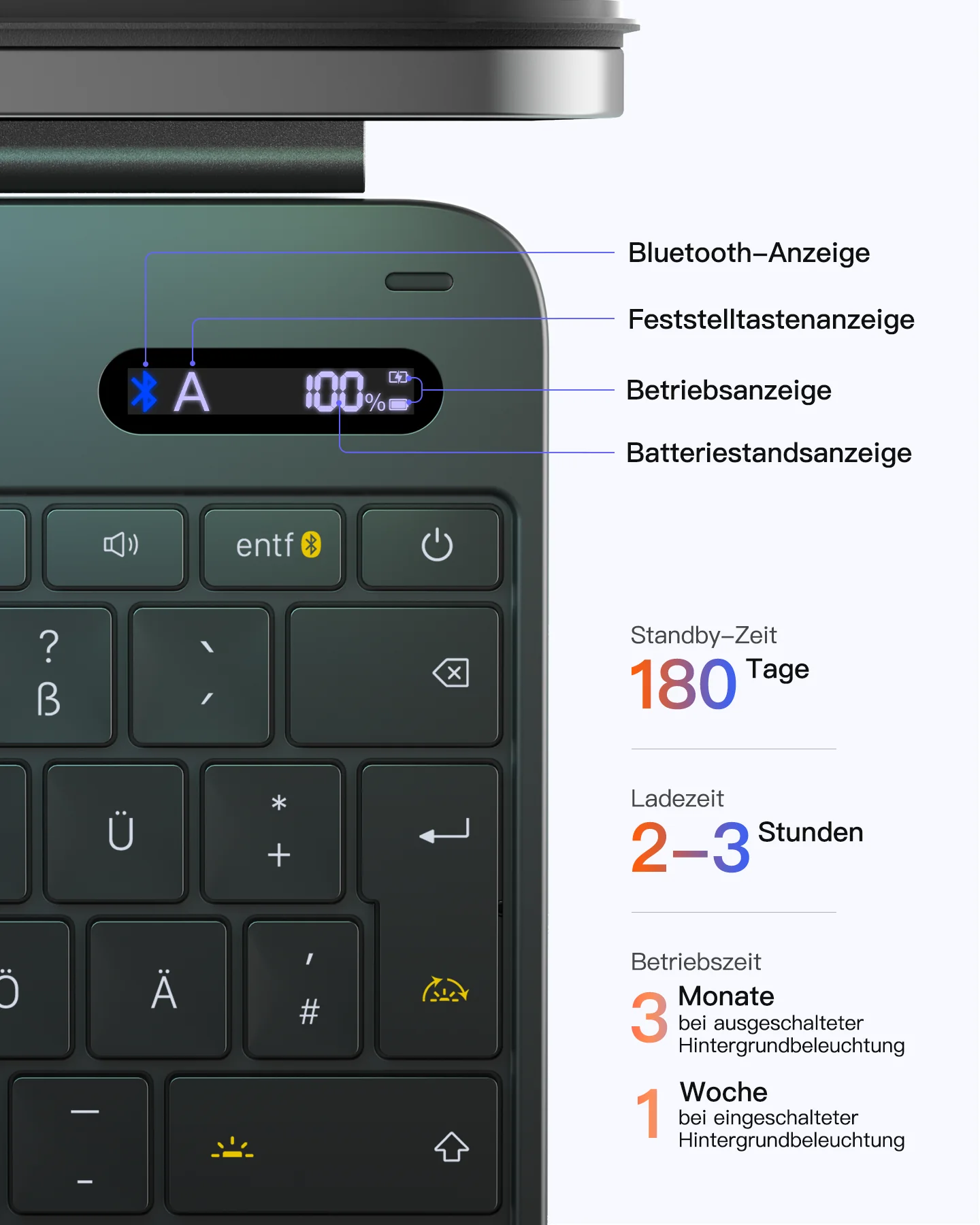 Inateck NeoMagic Magnetische Tastatur Hülle für iPad Air 13" M4/M3/M2 (2026/2025/2024), iPad Pro 12.9" 6/5/4/3 Gen,QWERTZ, KB903-13A - Image 8
